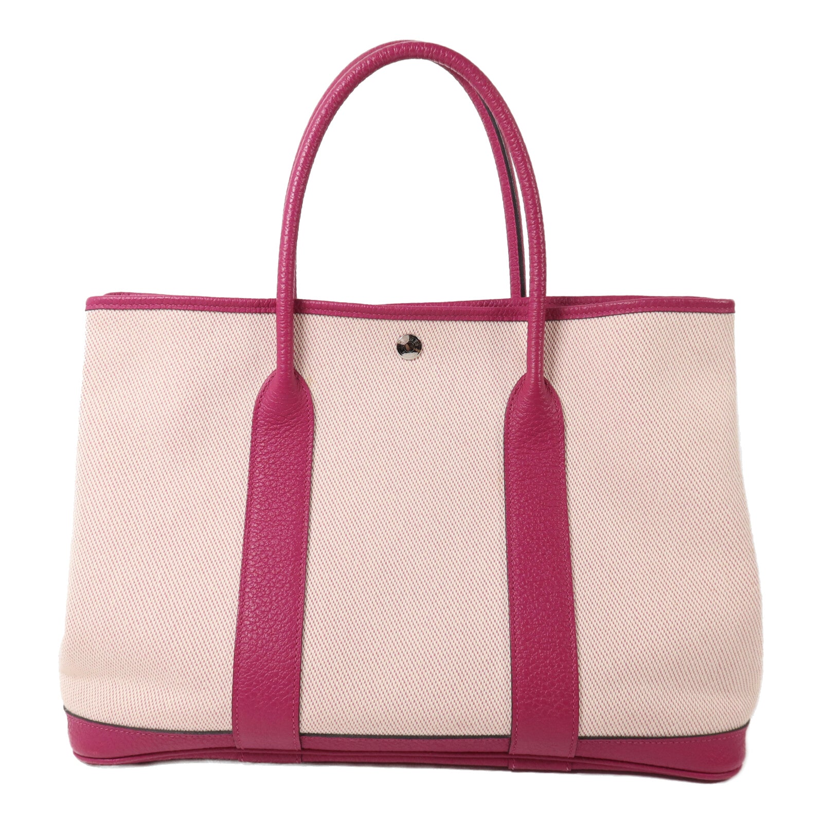 HERMES Toile H帆布Garden Party PM手挽袋Rose Pourpre