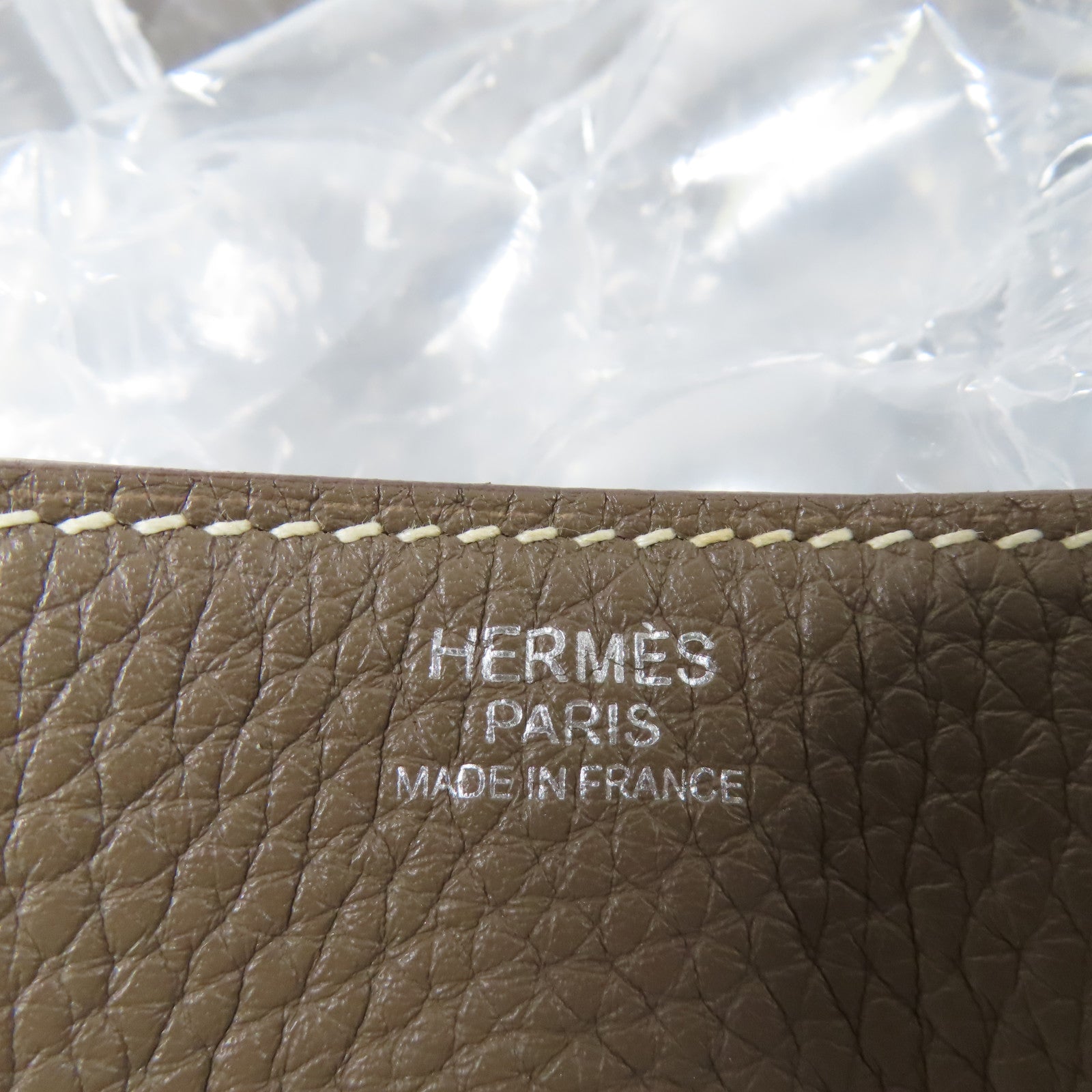 HERMES Clemence皮革Lindy 30銀扣手挽肩背兩用袋Etoupe