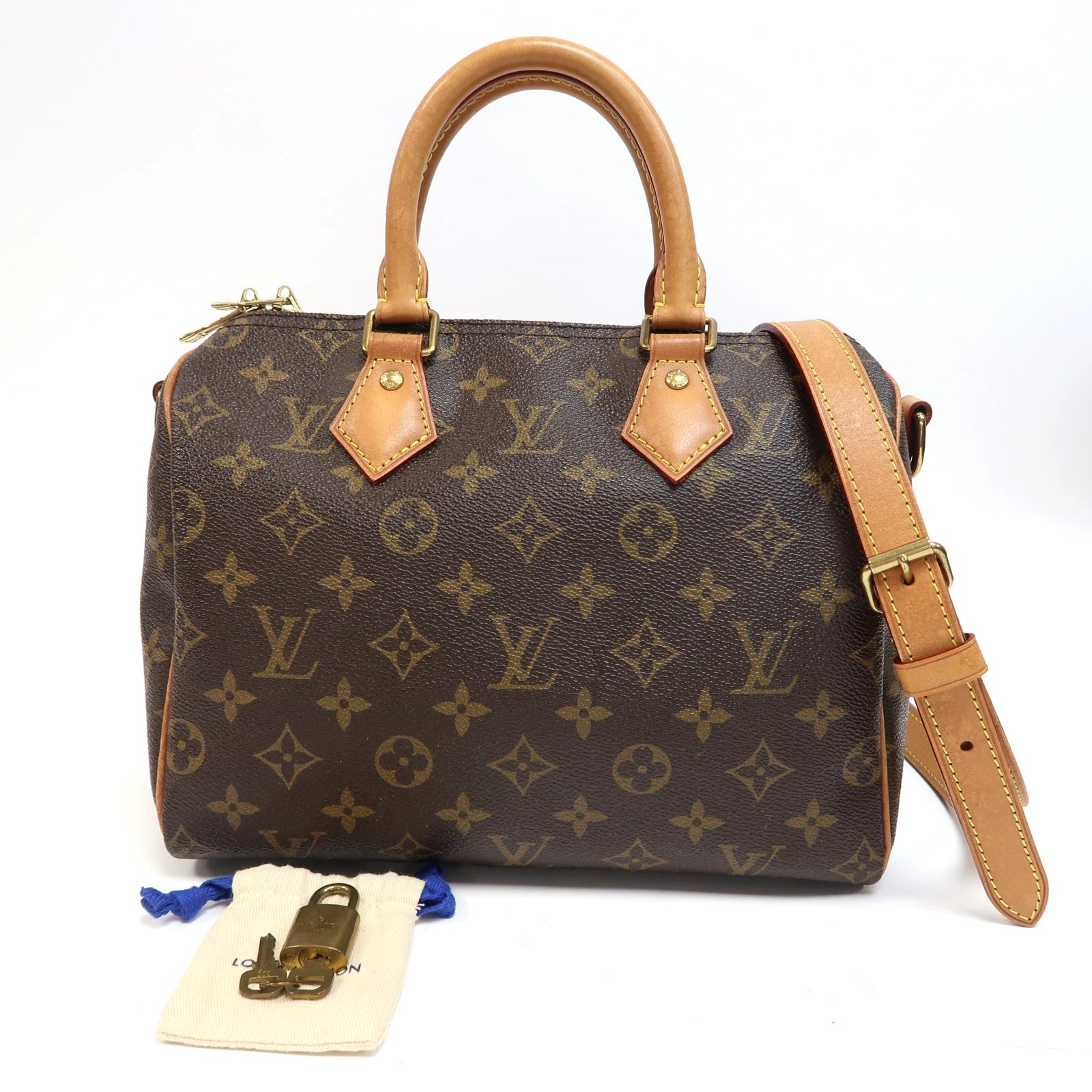 LOUIS VUITTON Monogram Speedy 25金扣手挽肩背兩用袋啡色