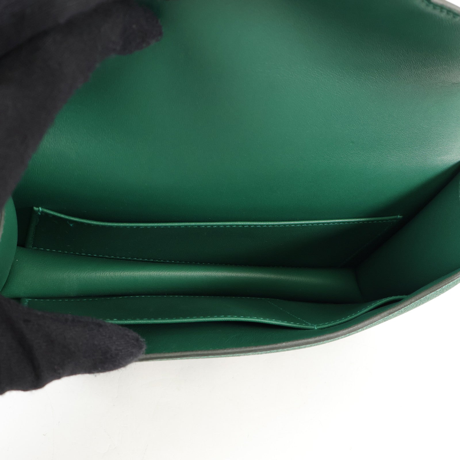 HERMES Epsom皮革Constance Elan銀扣肩背袋Vert Moyen