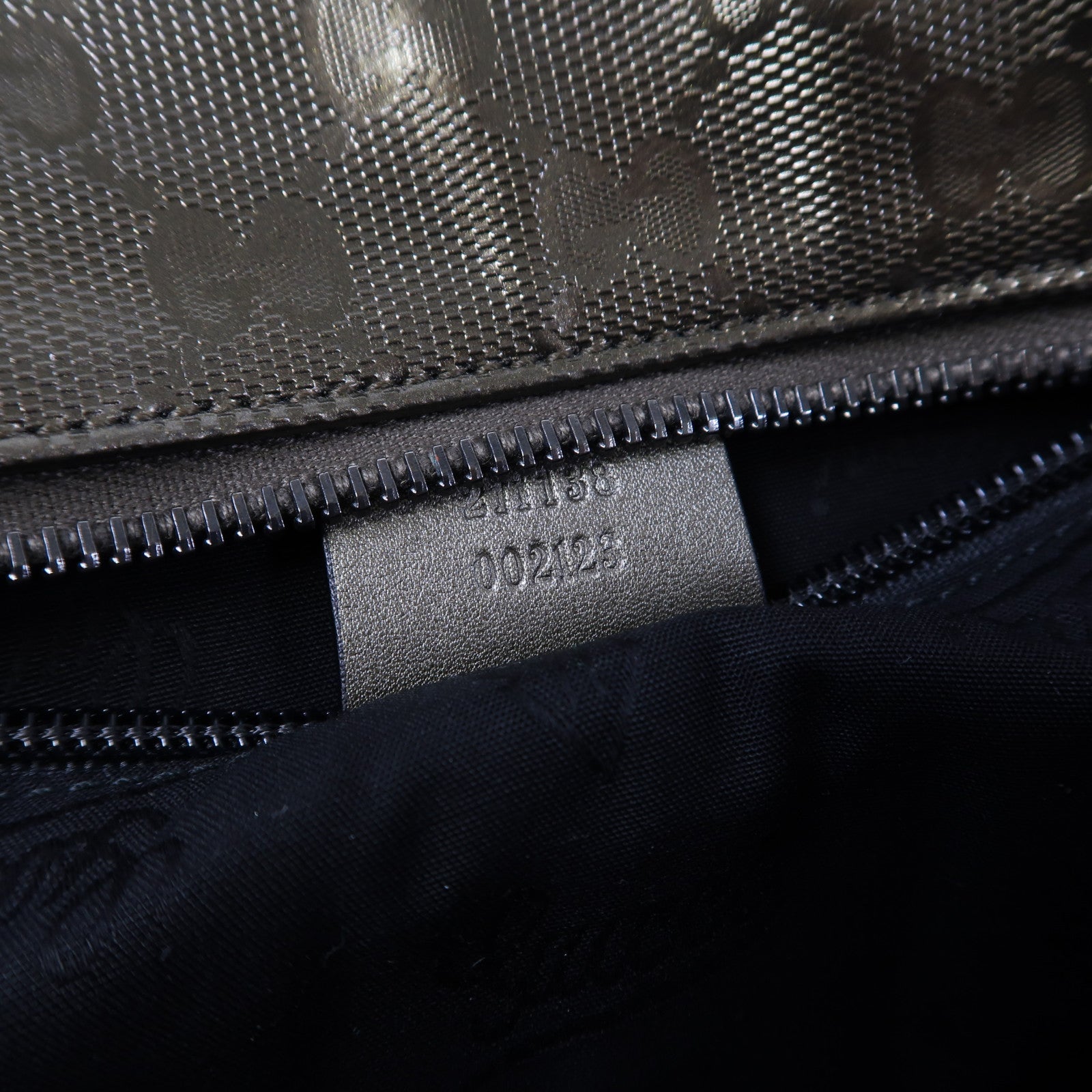 GUCCI 塗層帆布Tote Bag銀扣肩背袋古銅色