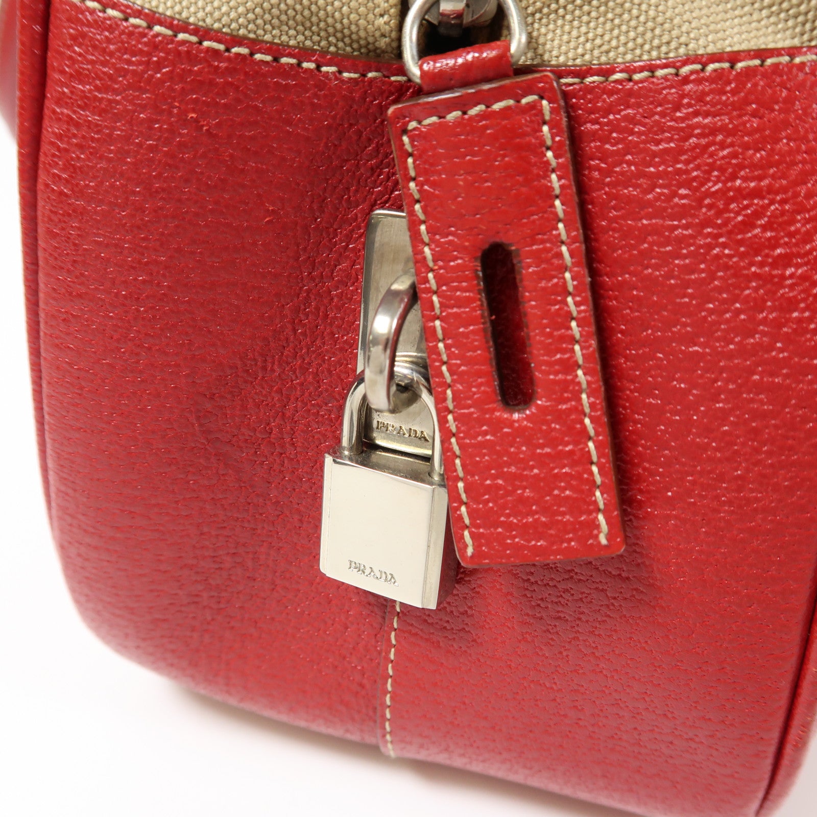 PRADA 帆布Tote Bag銀扣手挽袋