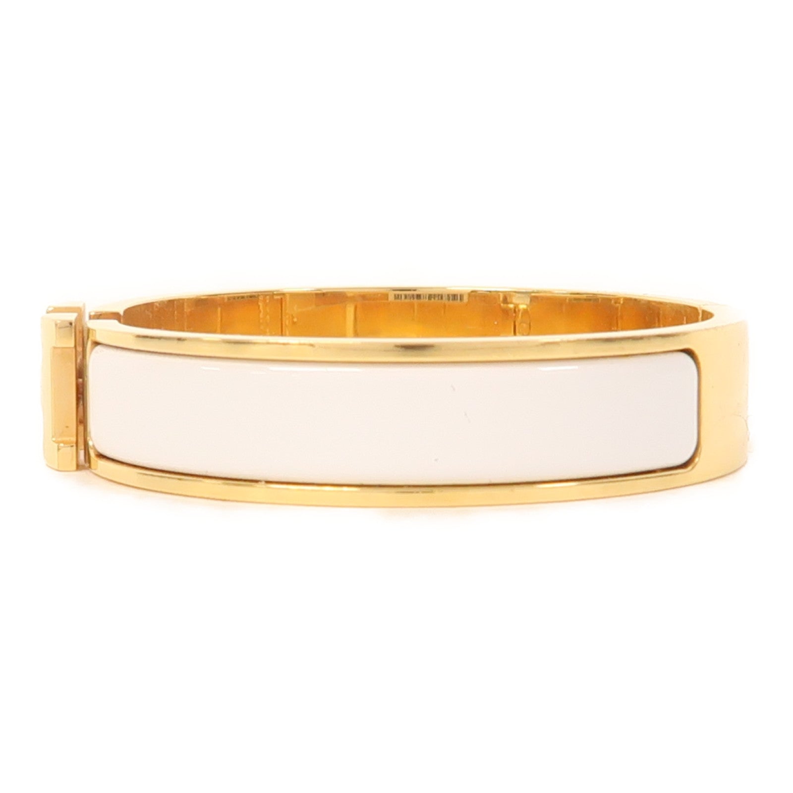 HERMES 金屬Clic H Bracelet手鐲金色/白色