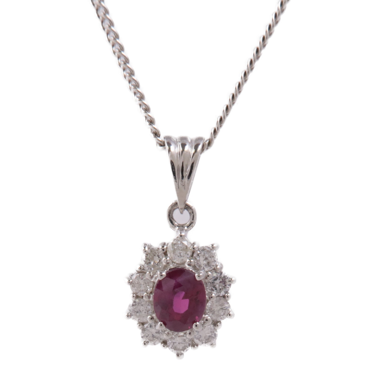 JEWELRY 【激減優惠】PT/PT850鉑金Ruby/Diamond Necklace紅寶石/鑽石項鍊