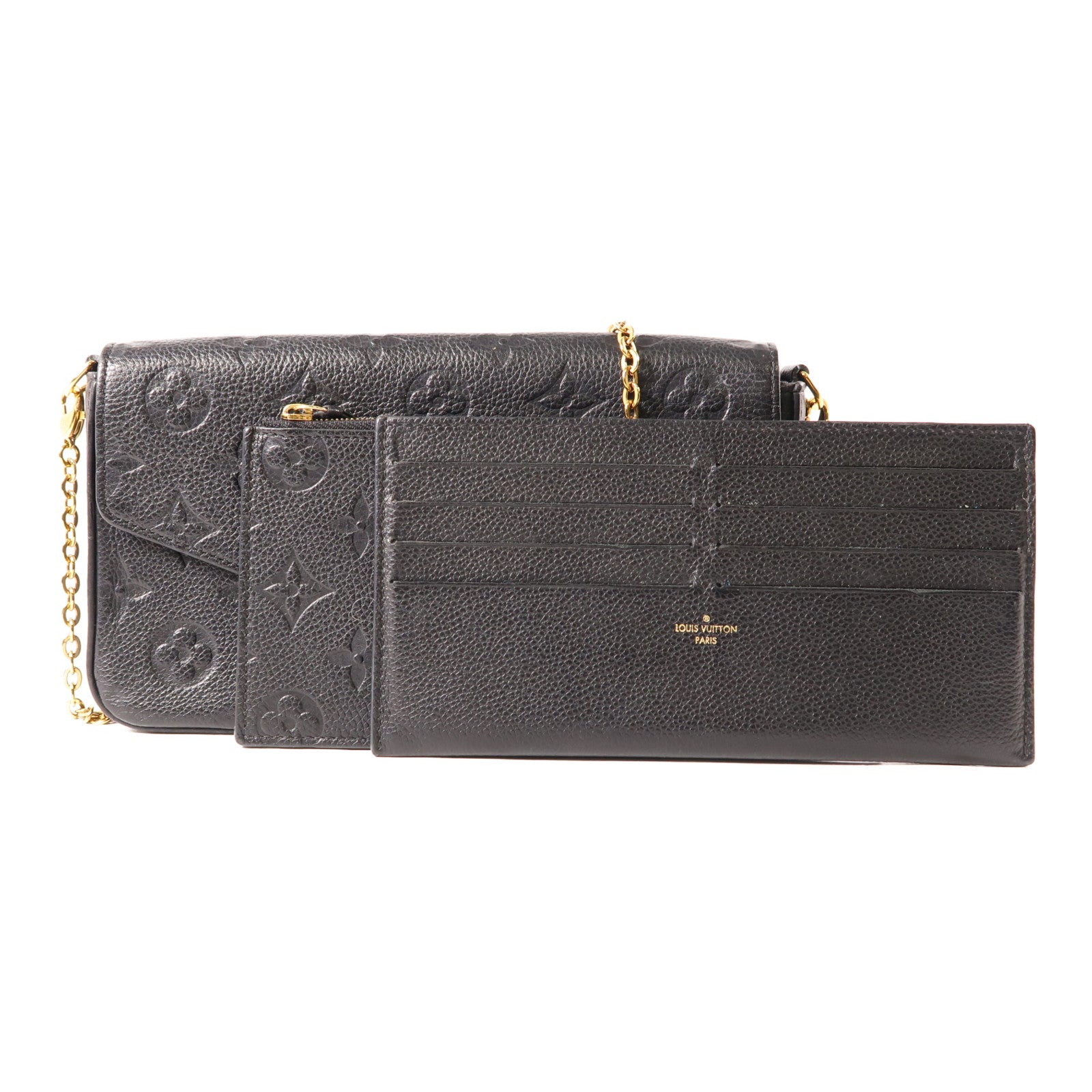 LOUIS VUITTON Monogram Empreinte Felicie Pochette 金扣鏈帶肩背袋黑色