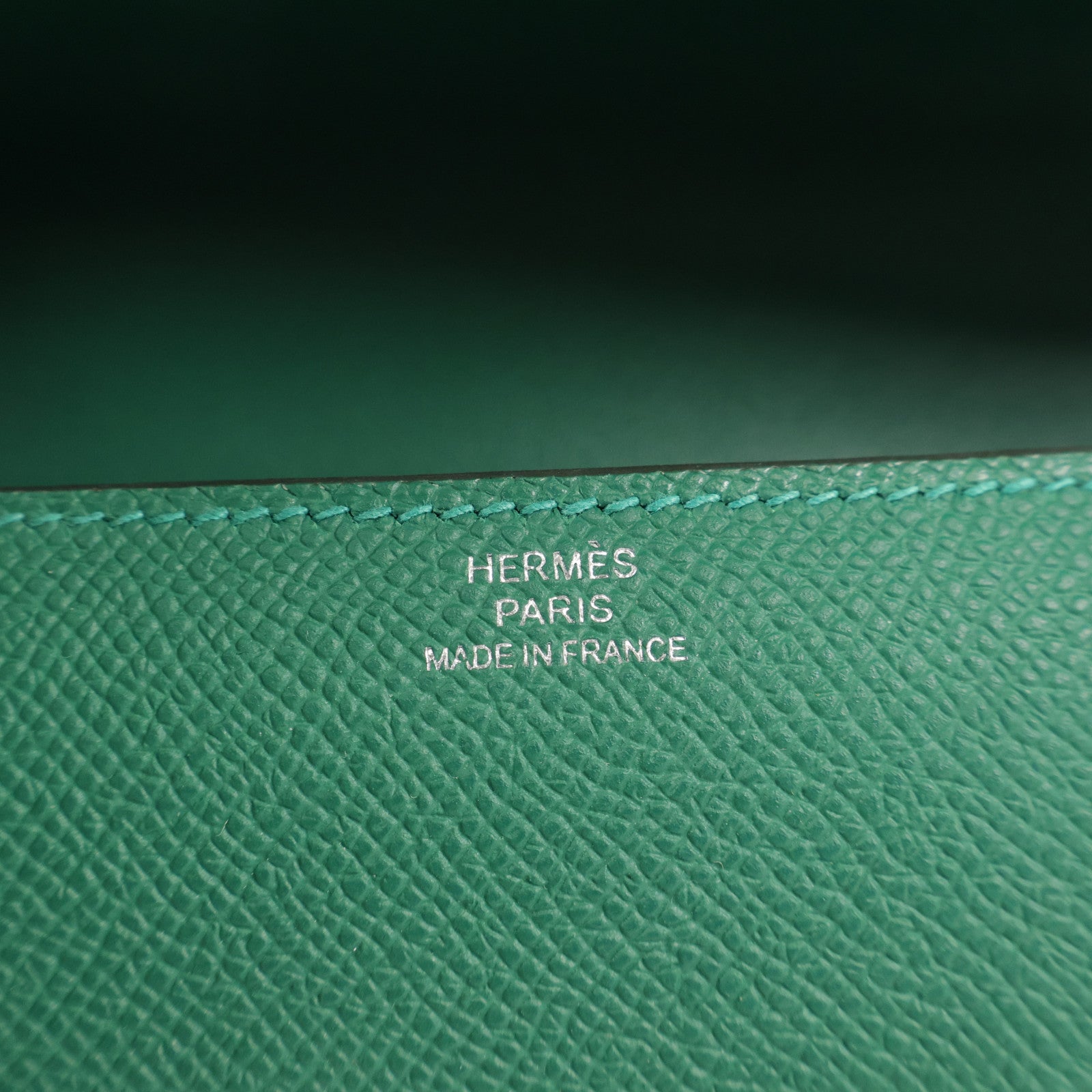 HERMES Epsom皮革Constance Elan銀扣肩背袋Vert Moyen