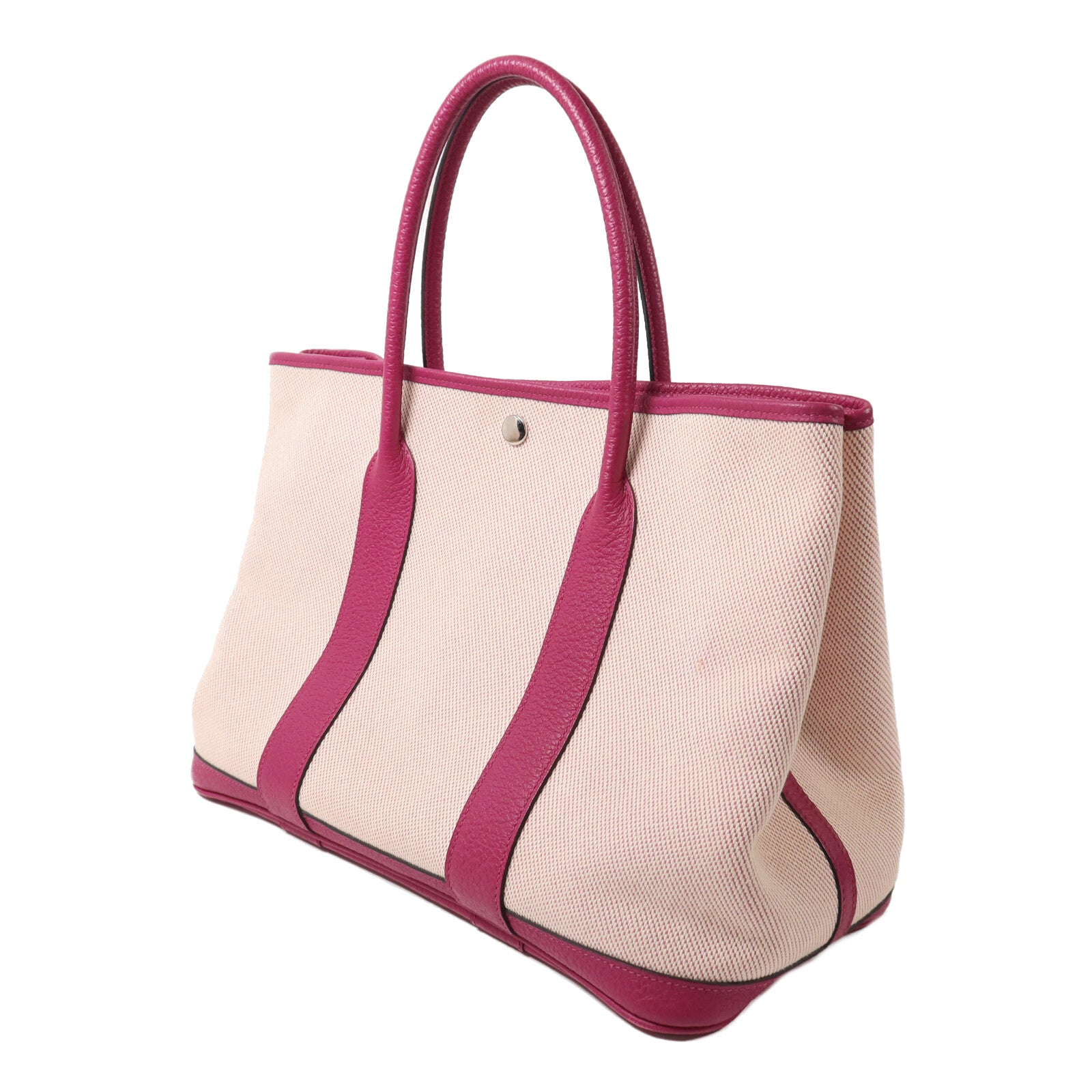HERMES Toile H帆布Garden Party PM手挽袋Rose Pourpre