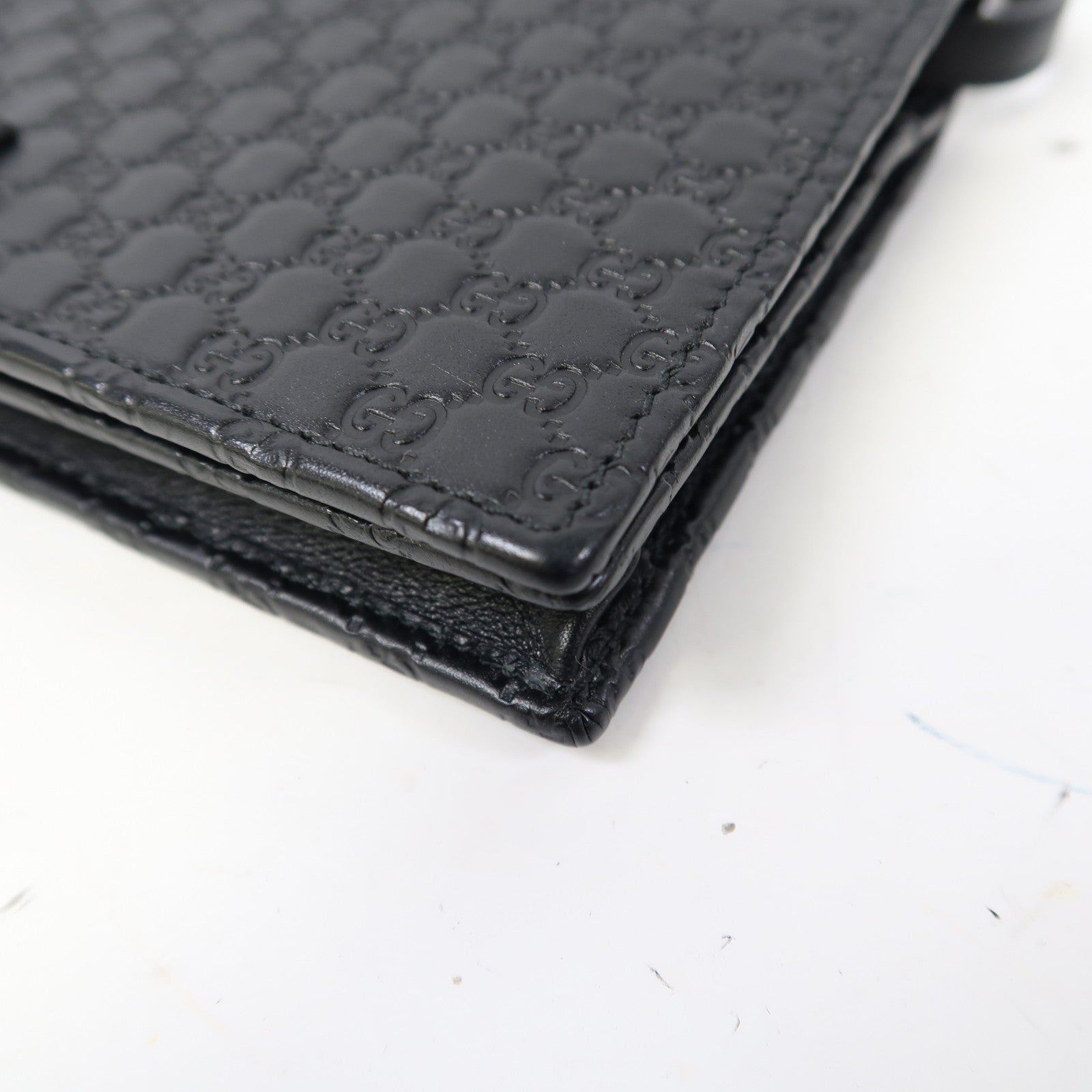 GUCCI 牛皮皮革Microguccissima金扣肩背袋黑色