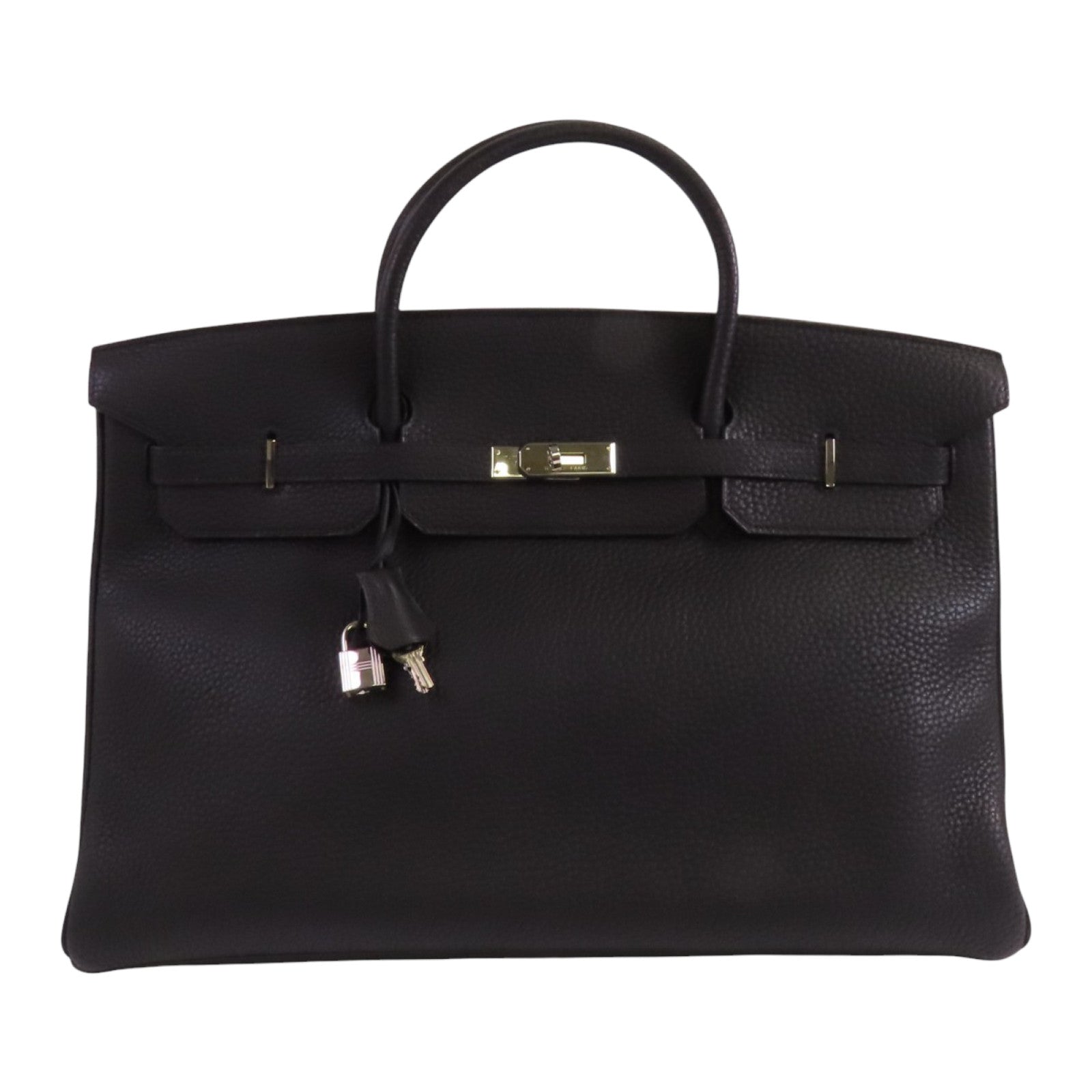 HERMES Togo皮革Birkin 45銀扣肩背袋