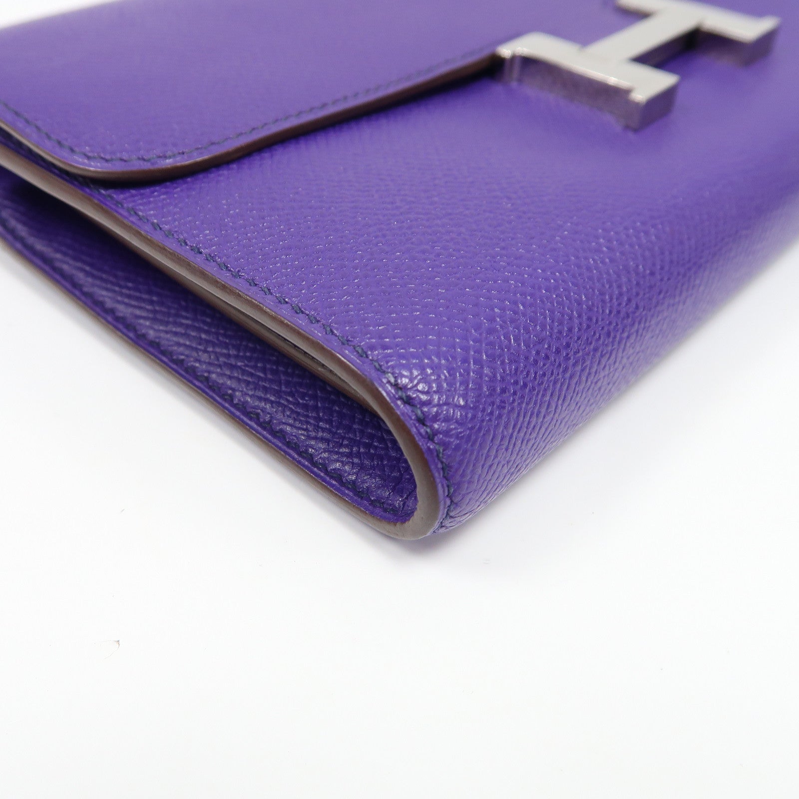 HERMES 【激減優惠】Epsom皮革Constance Long Wallet銀扣長錢包亮紫色