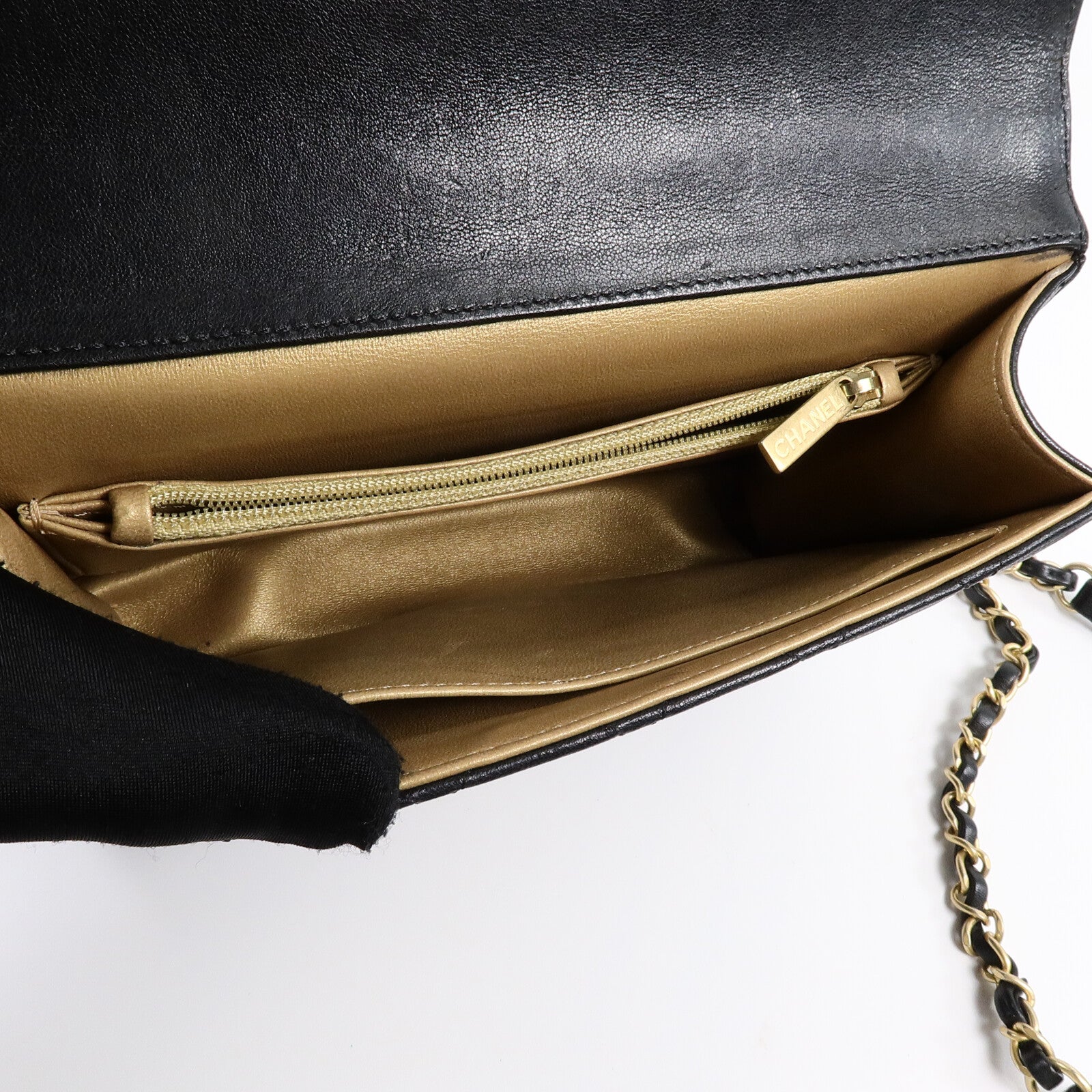 CHANEL 牛皮皮革Pearl Flap Bag鏈帶肩背袋