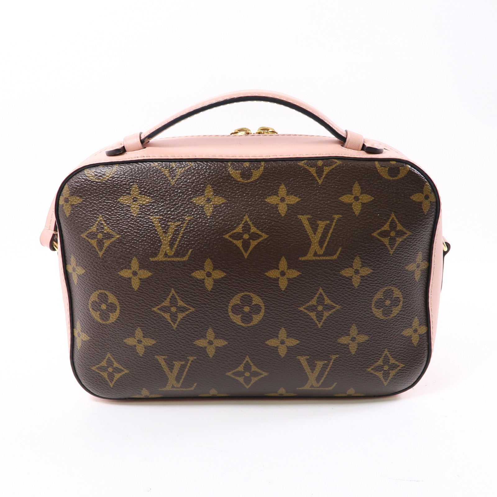 LOUIS VUITTON Monogram Saintonge金扣手挽肩背兩用袋啡色/粉紅色