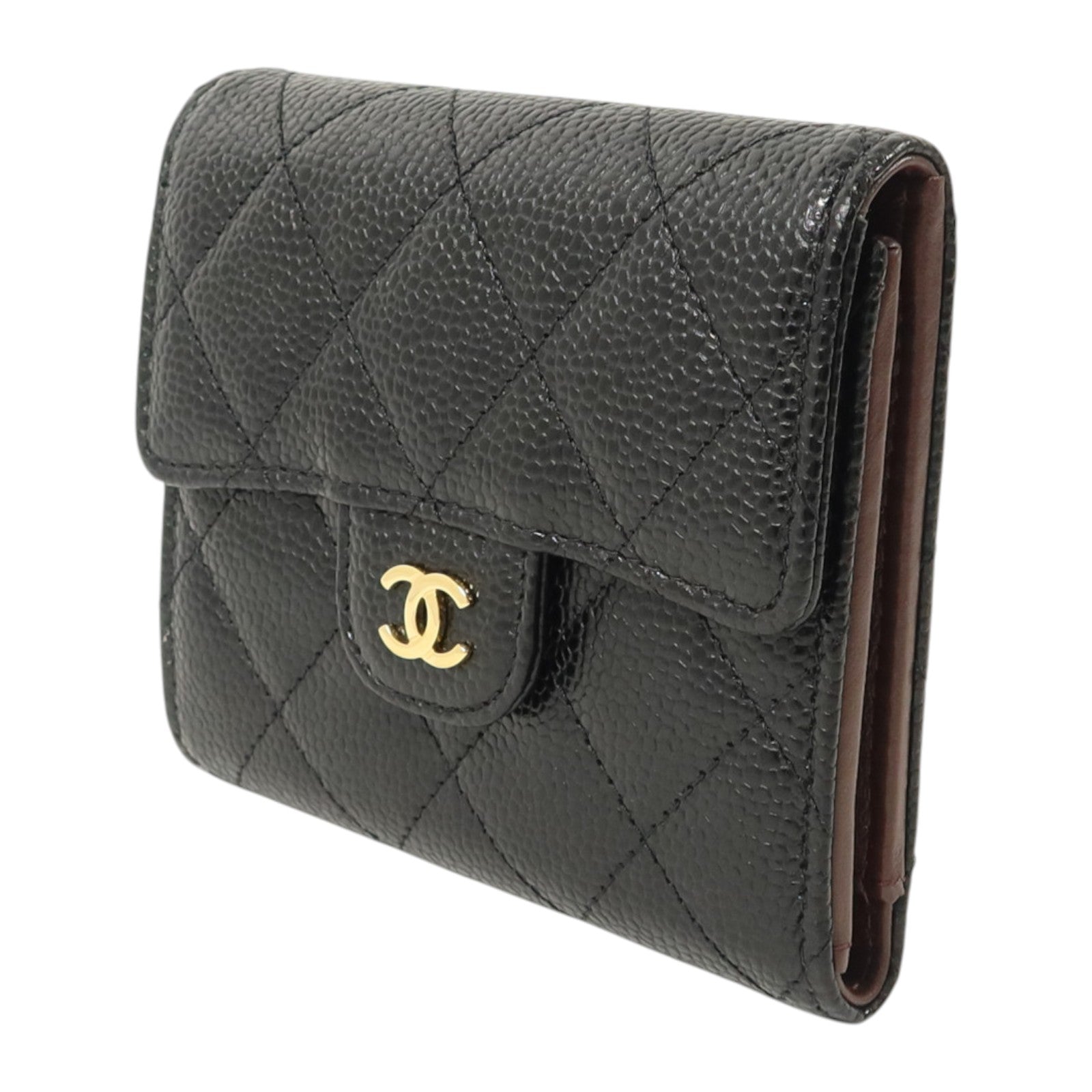 CHANEL 牛皮皮革Classic Trifold Wallet金扣錢包