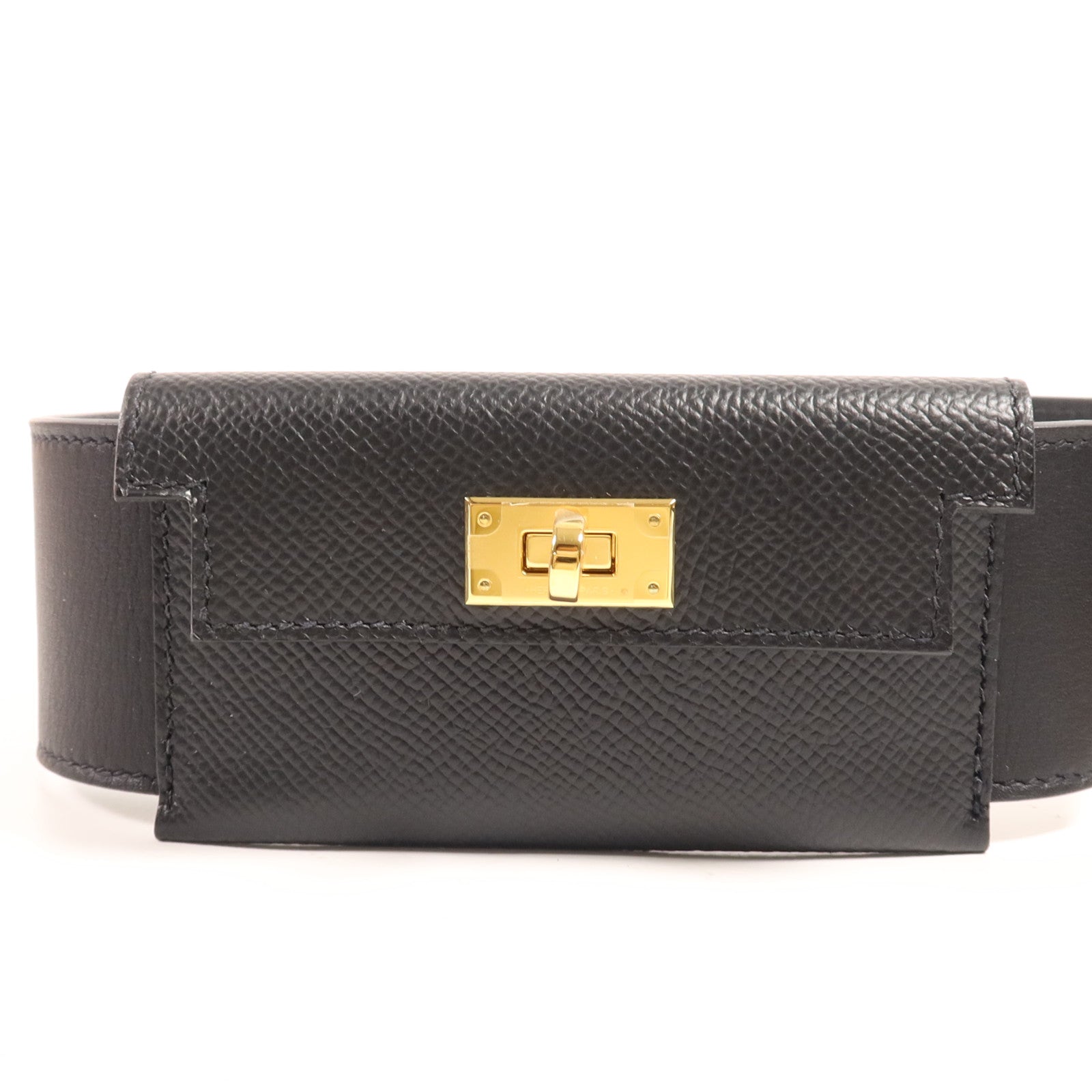 HERMES 【激減優惠】Epsom/Swift皮革Kelly Pocket Strap金扣肩帶Noir