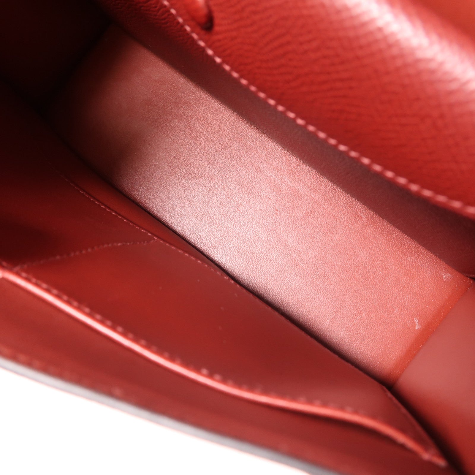 HERMES 【激減優惠】Epsom皮革Verrou 23 銀扣肩背袋55 Rouge H