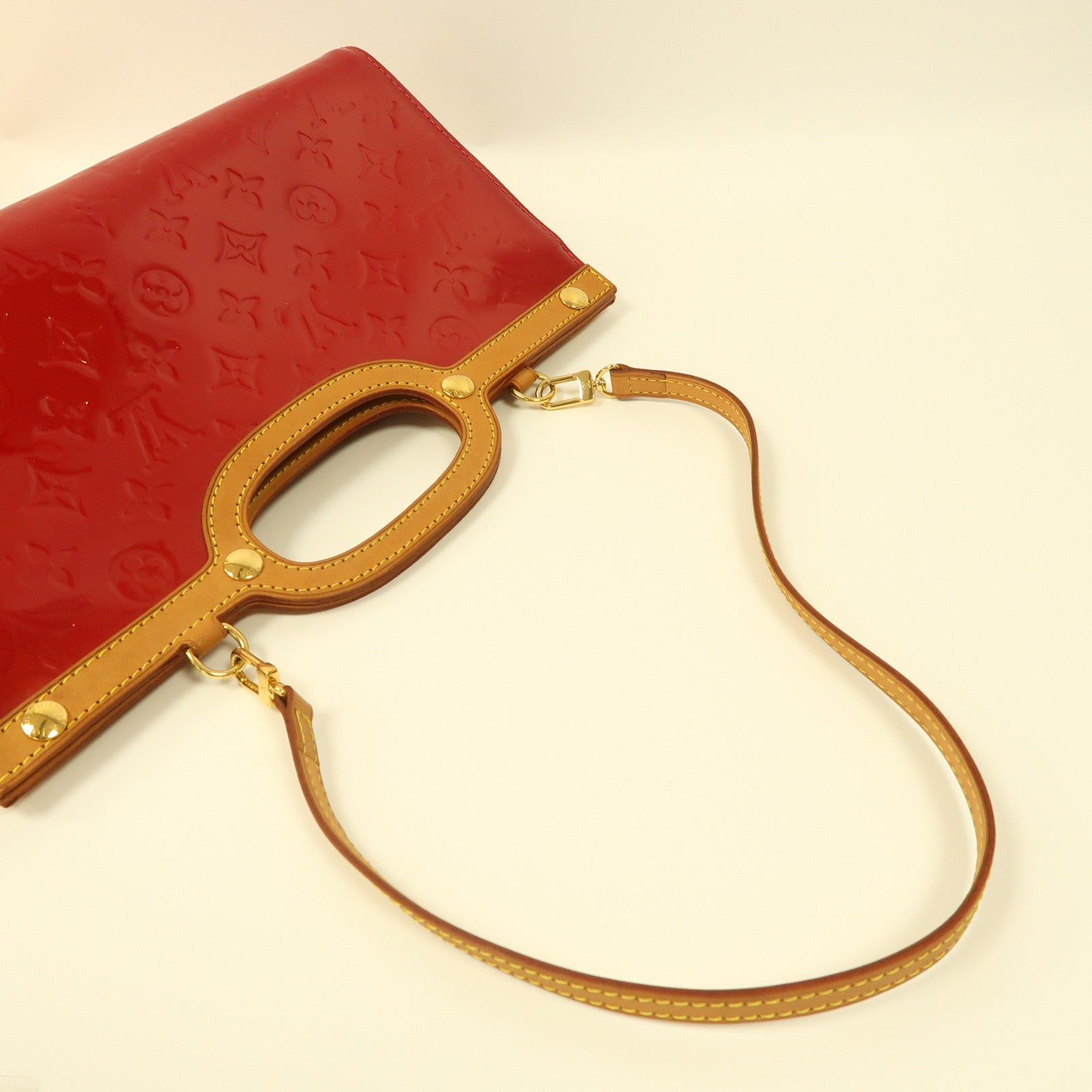 LOUIS VUITTON Monogram Vernis Roxbury Drive金扣手挽肩背兩用袋紅色