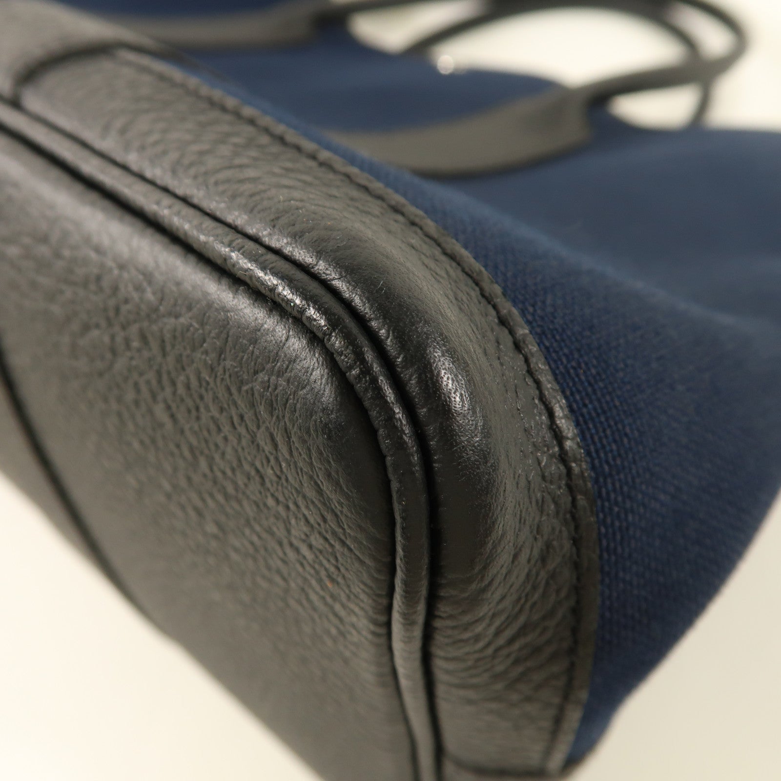 HERMES 帆布Garden Party PM銀扣手挽袋Bleu Indigo