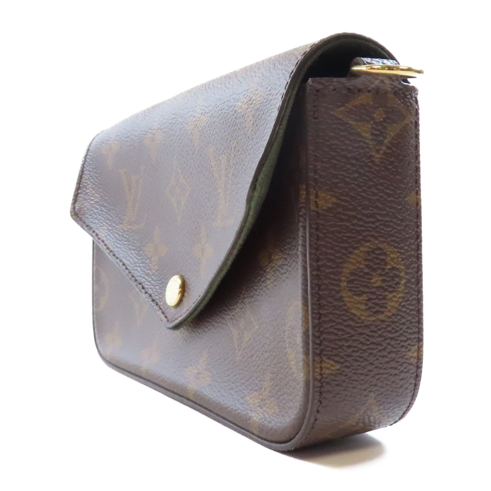 LOUIS VUITTON Monogram Felicie & Go金扣肩背袋棕色