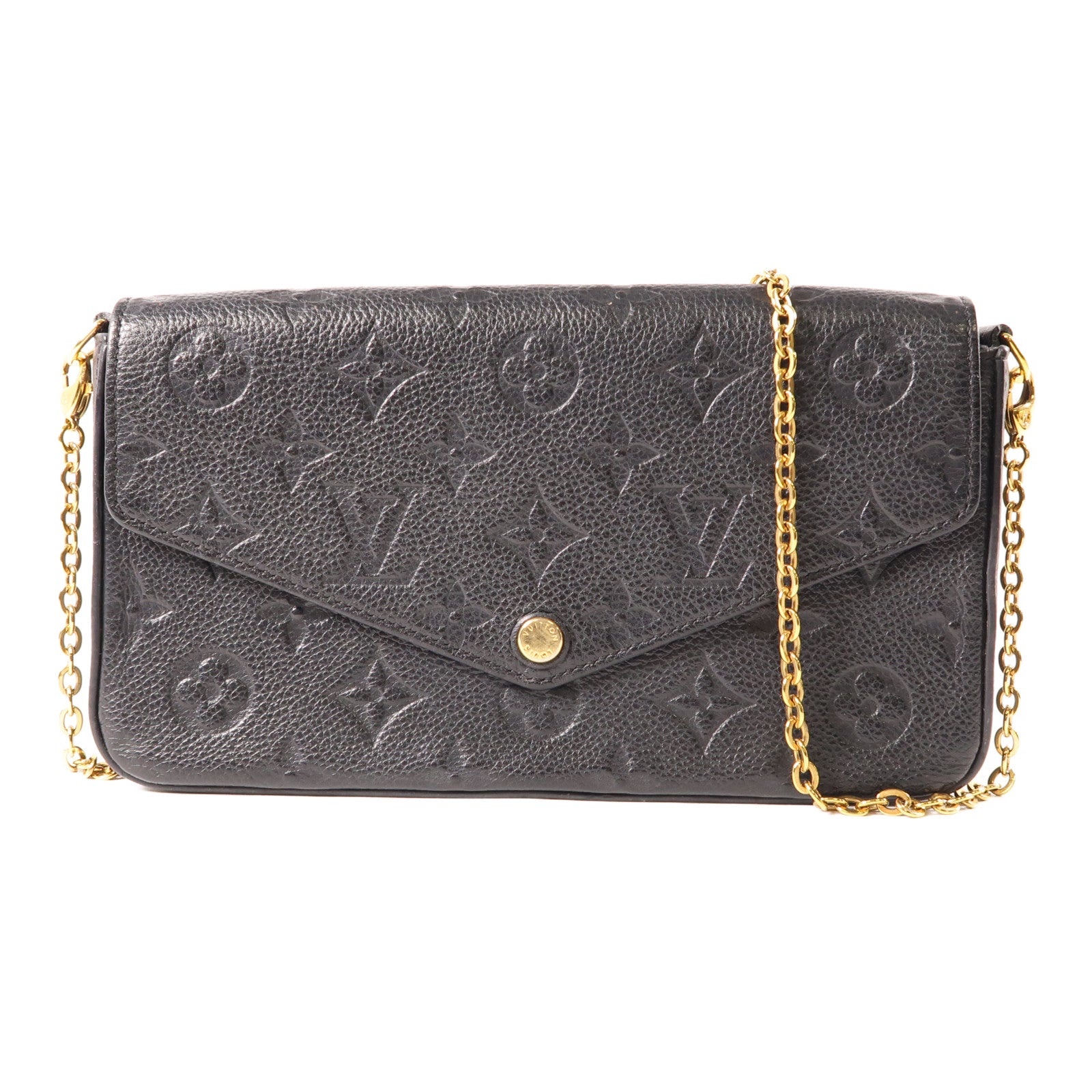 LOUIS VUITTON Monogram Empreinte Felicie Pochette 金扣鏈帶肩背袋黑色