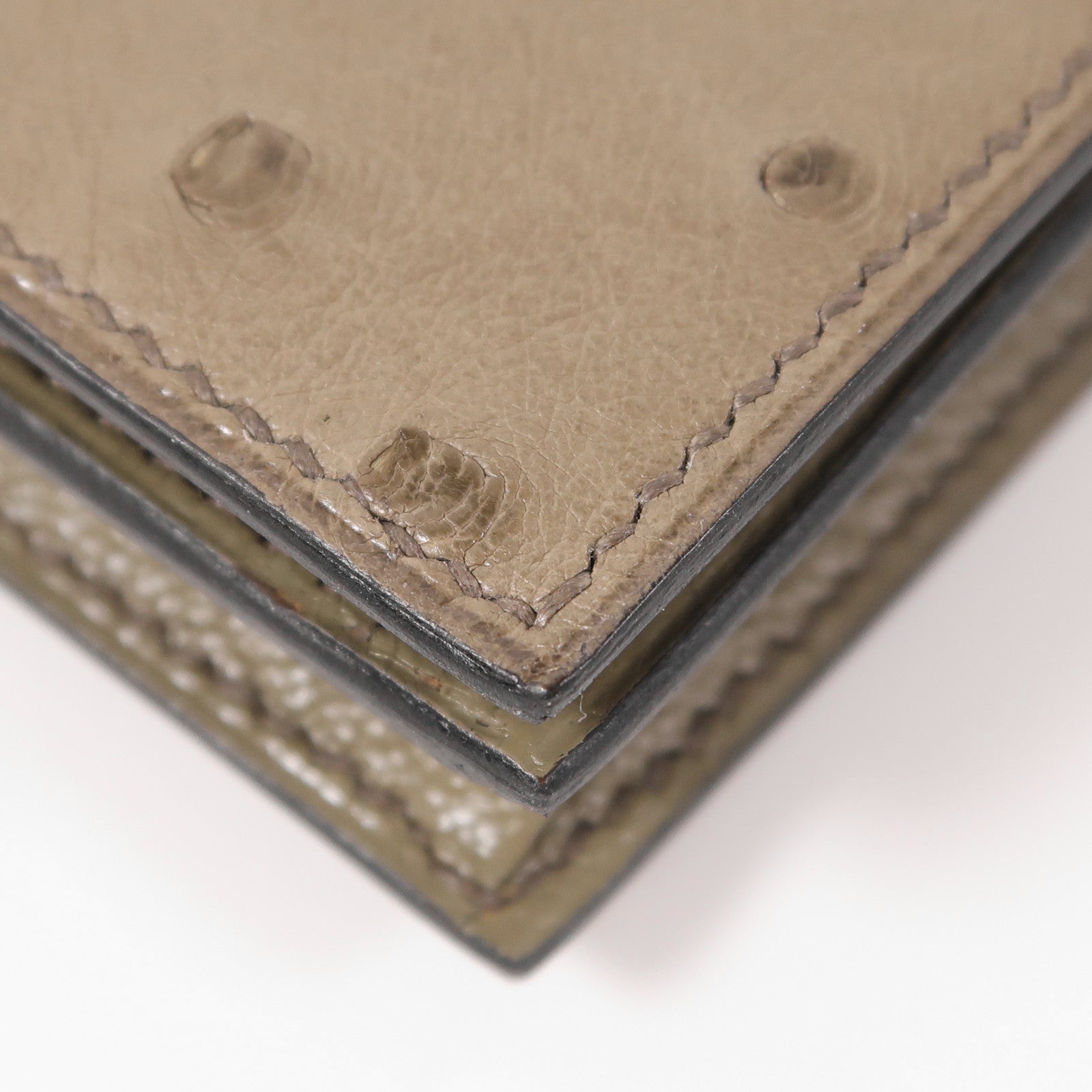 HERMES 鴕鳥皮革Bearn Long Wallet銀扣長錢包