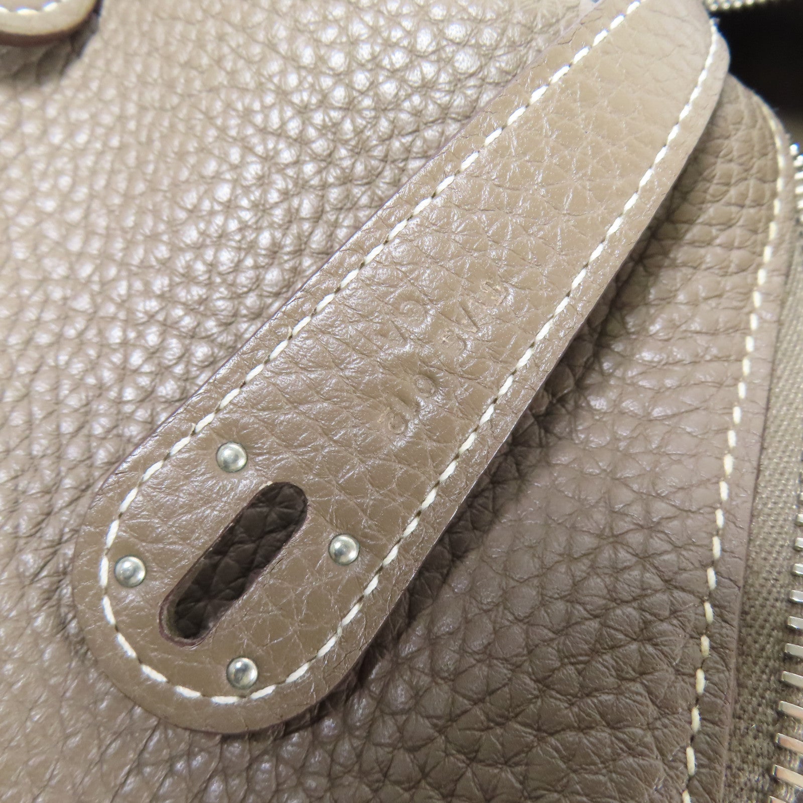 HERMES Clemence皮革Lindy 30銀扣手挽肩背兩用袋Etoupe