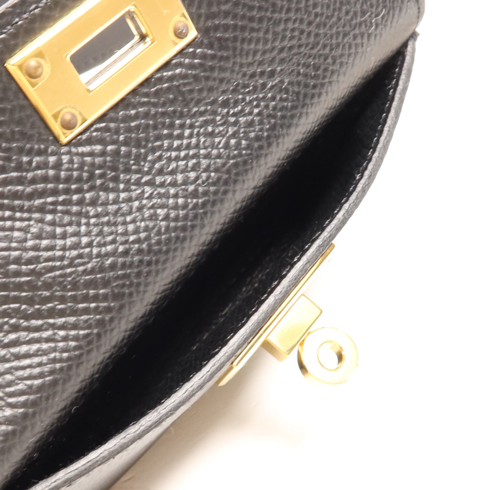 HERMES 【激減優惠】Epsom/Swift皮革Kelly Pocket Strap金扣肩帶Noir