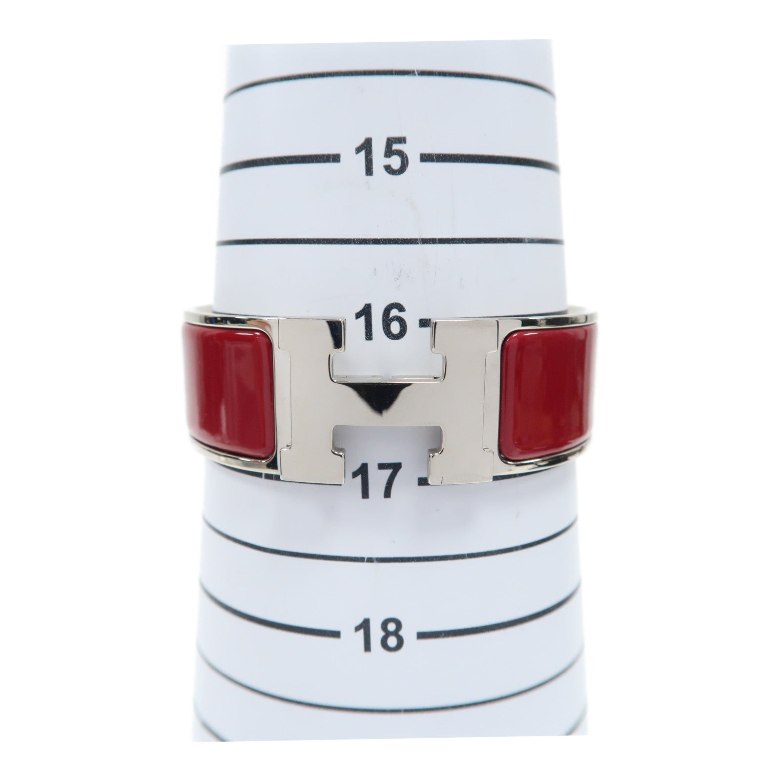 HERMES 金屬Clic-Clac H Bracelet銀扣手鐲紅色