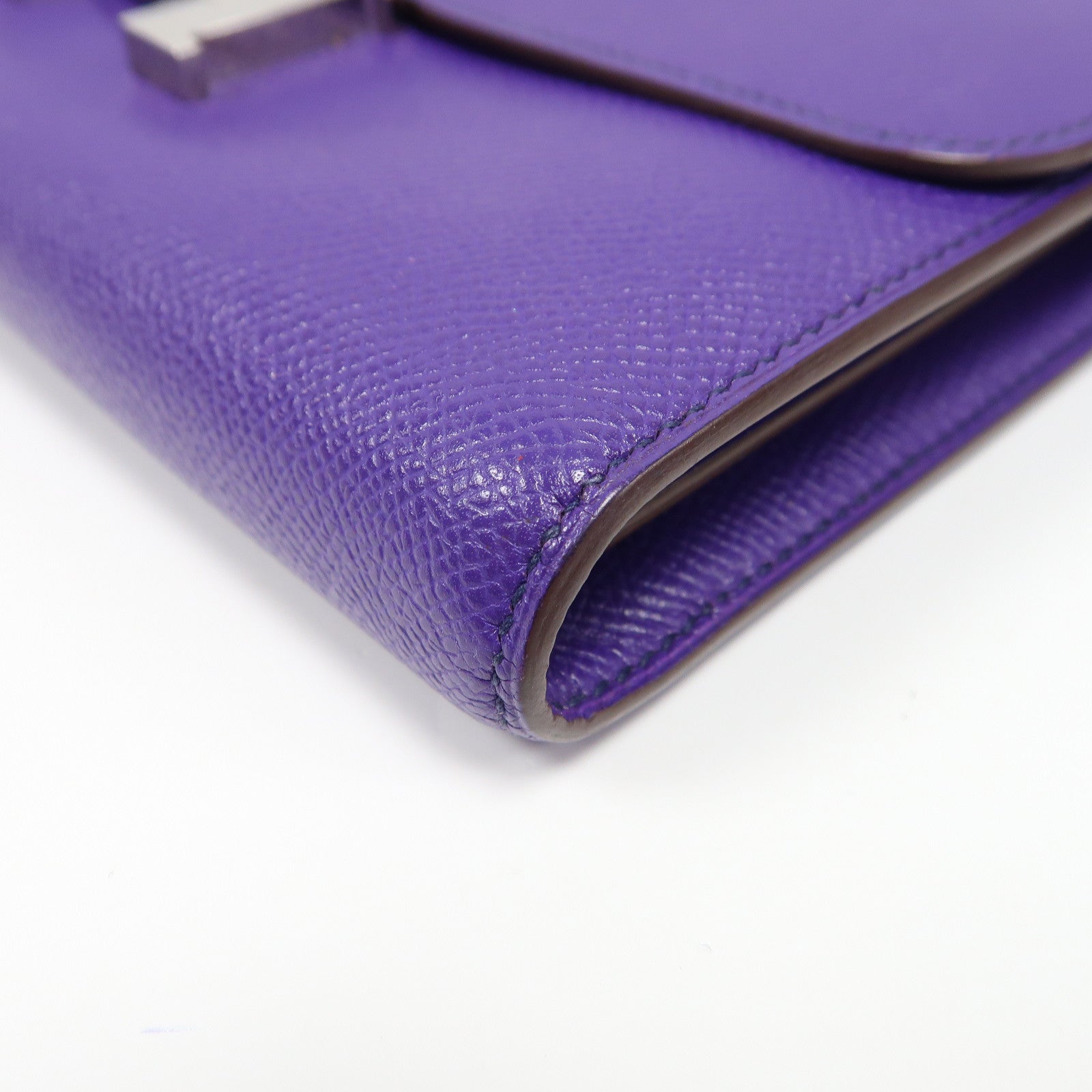 HERMES 【激減優惠】Epsom皮革Constance Long Wallet銀扣長錢包亮紫色