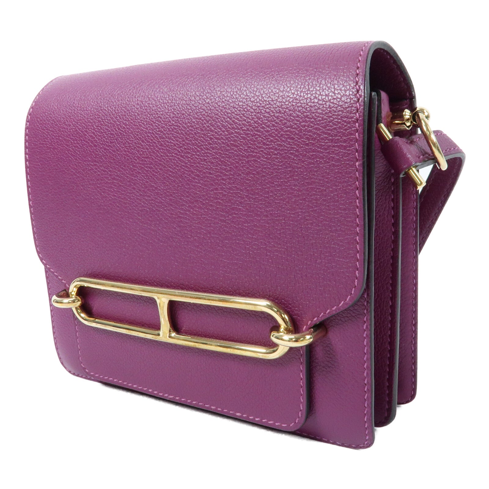 HERMES Evercolor皮革Mini Roulis金扣肩背袋Anemone