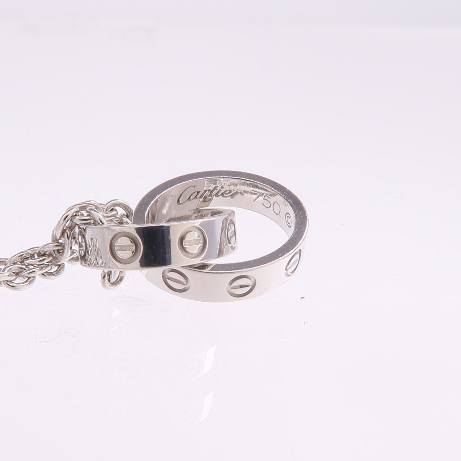 CARTIER 18K白金Love Necklace項鍊
