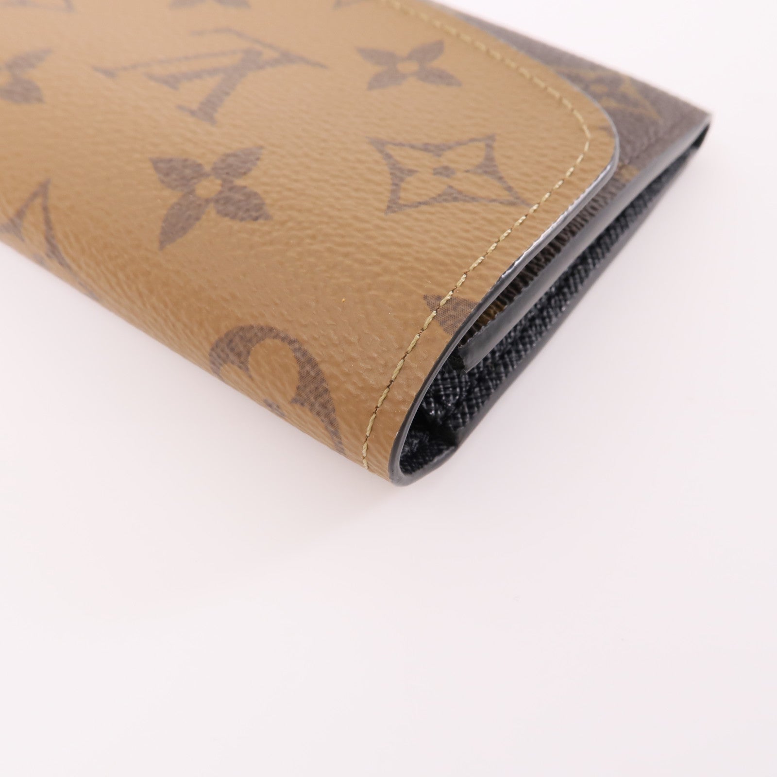 LOUIS VUITTON Monogram Reverse Emilie金扣長錢包棕色