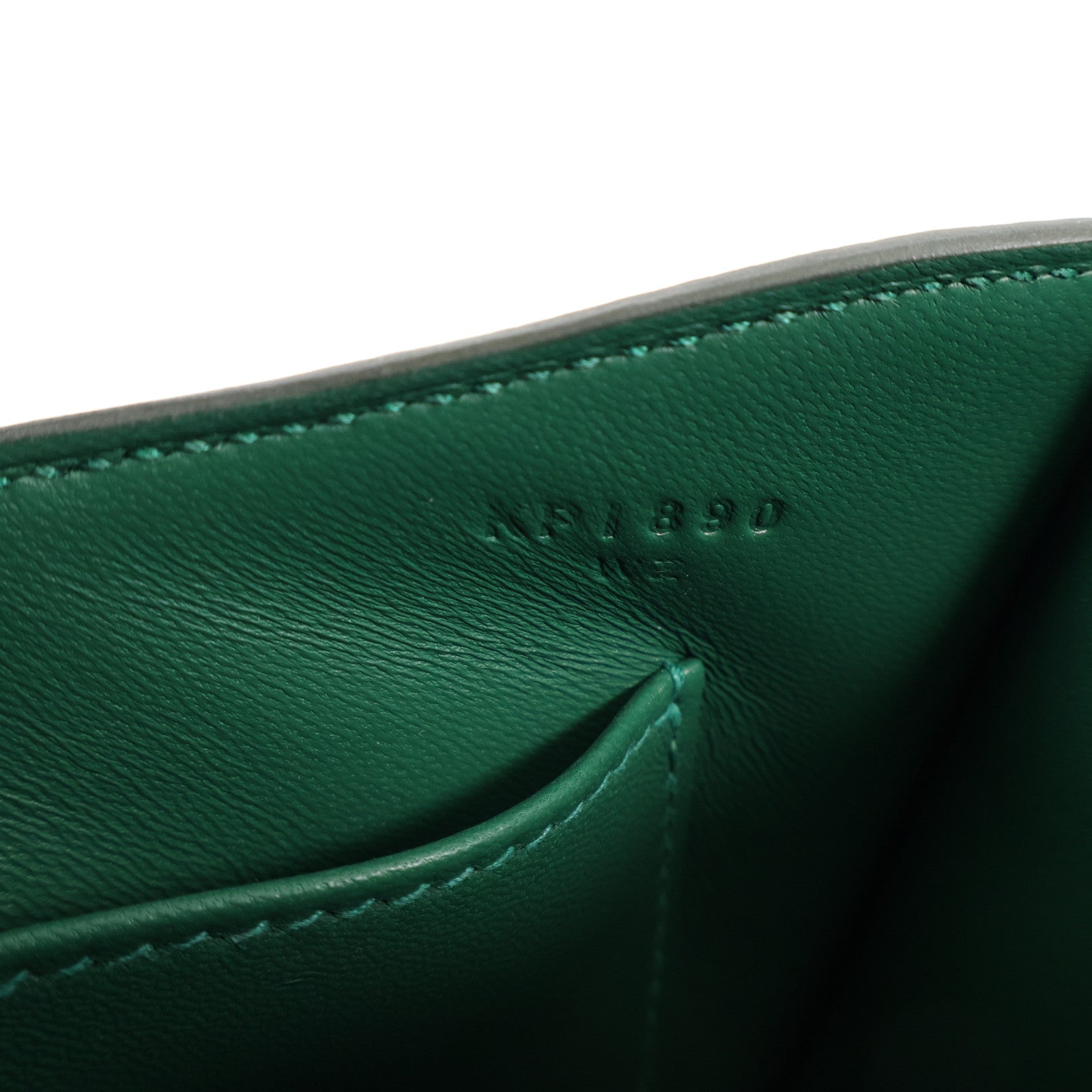 HERMES Epsom皮革Constance Elan銀扣肩背袋Vert Moyen