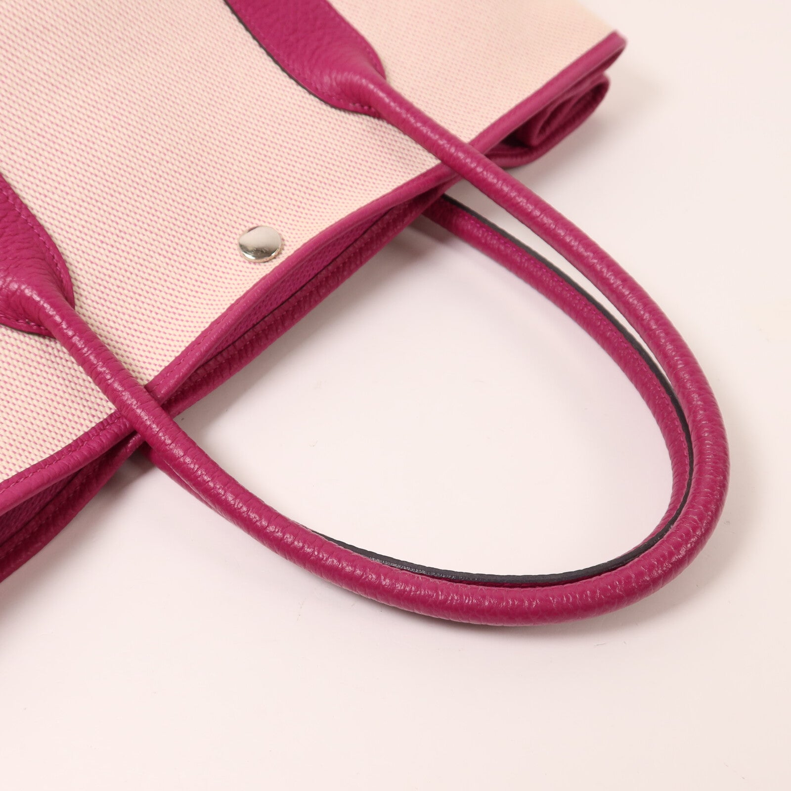 HERMES Toile H帆布Garden Party PM手挽袋Rose Pourpre