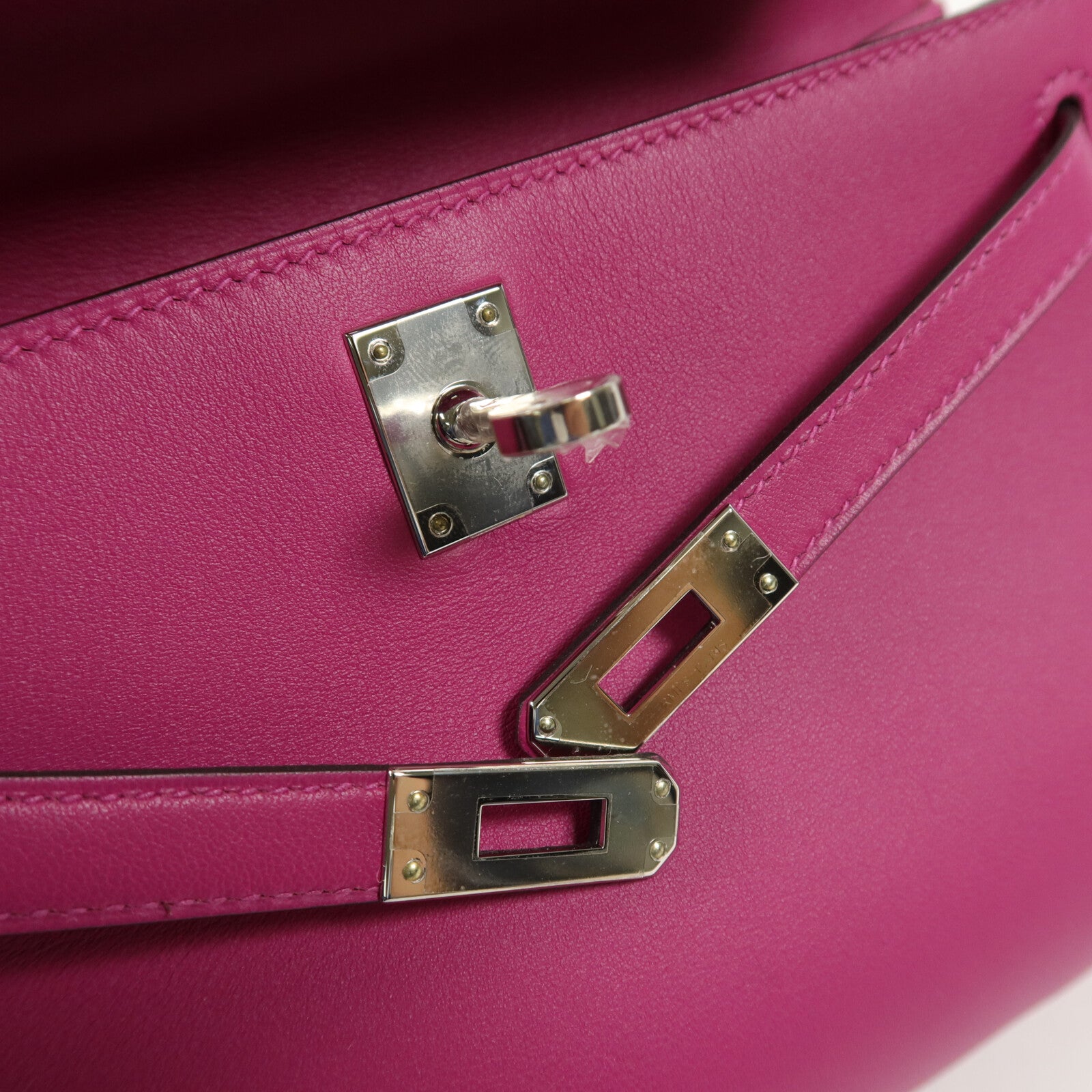 HERMES Swift皮革Kelly Pochette手挽袋Rose Purple