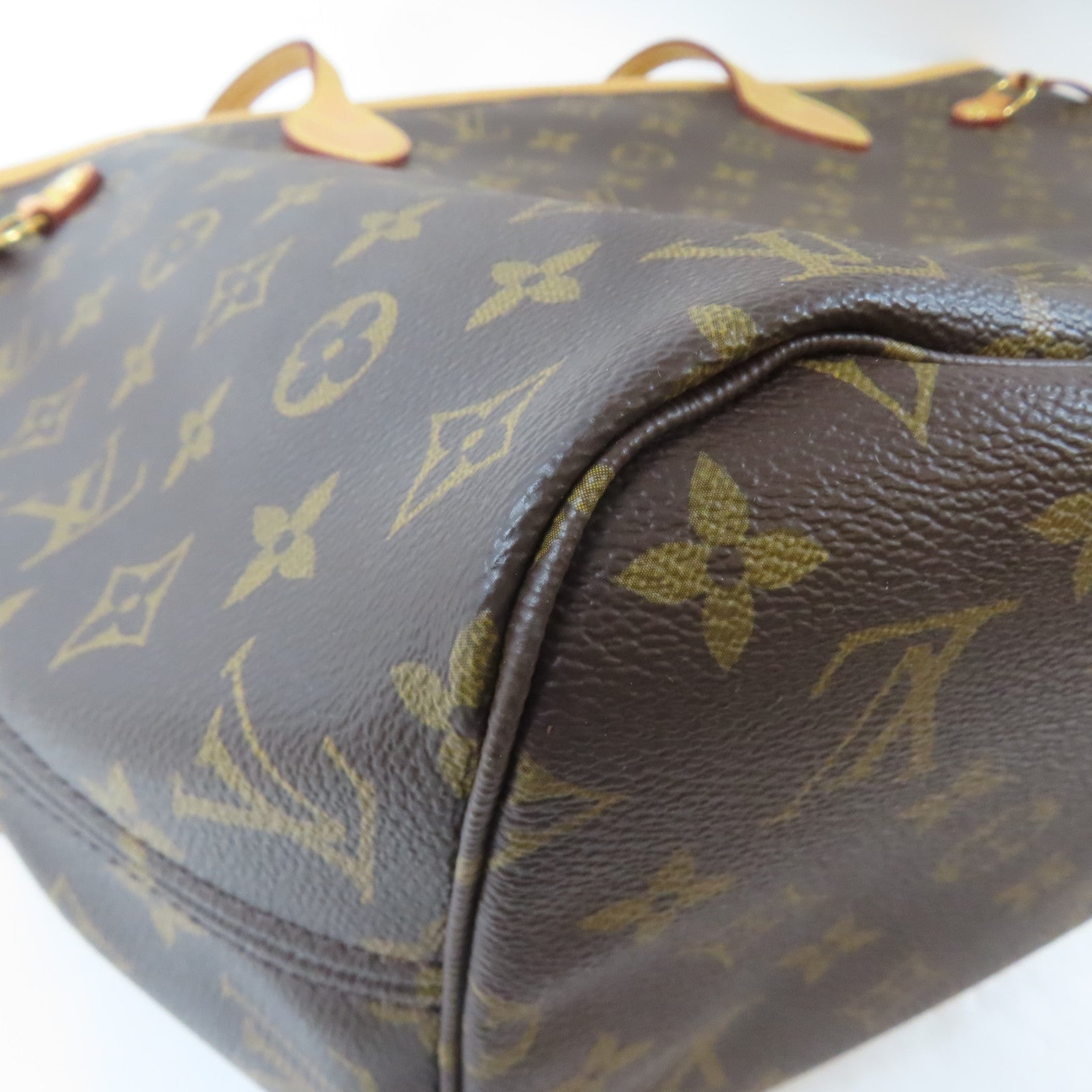 LOUIS VUITTON Monogram Neverfull金扣手挽袋啡色