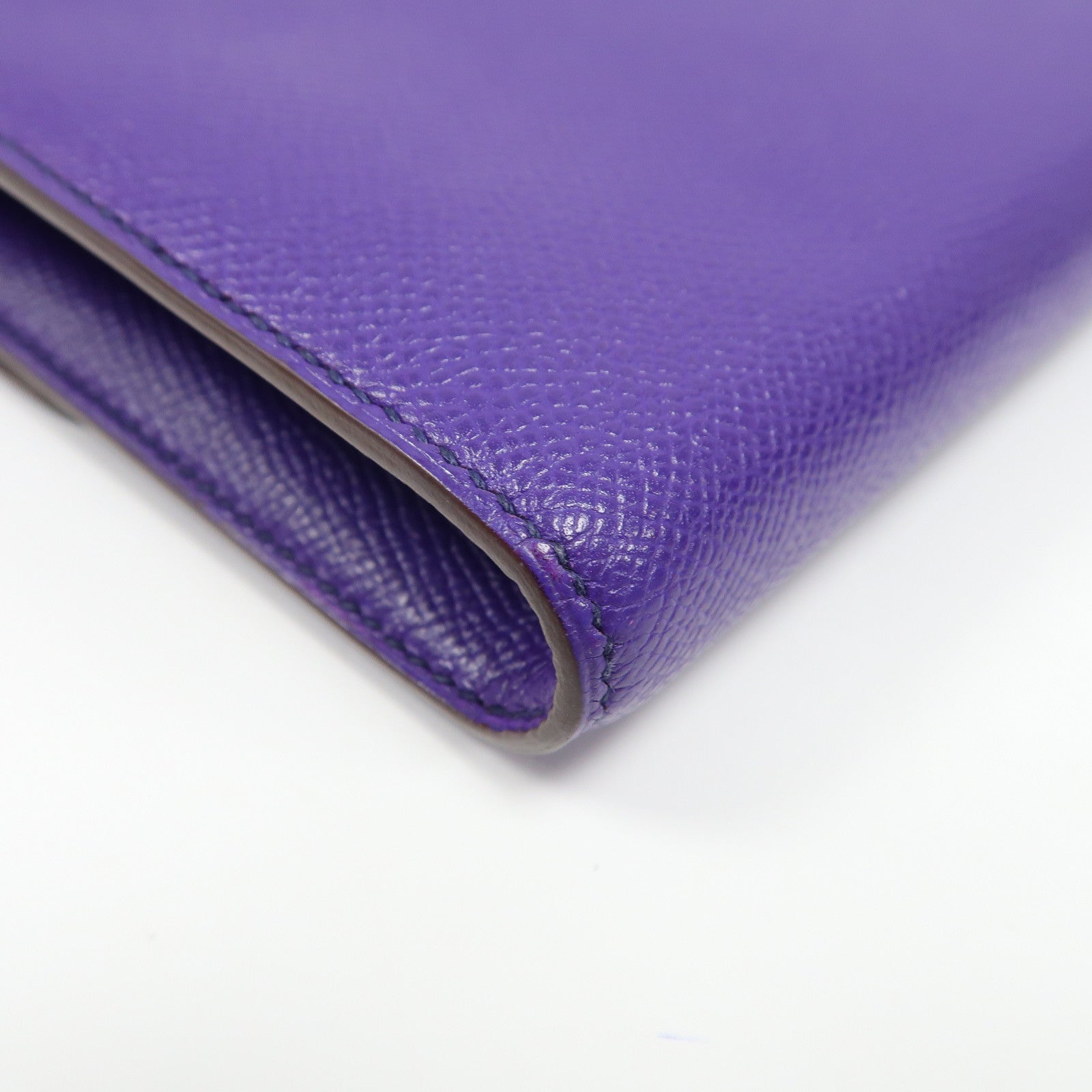 HERMES 【激減優惠】Epsom皮革Constance Long Wallet銀扣長錢包亮紫色