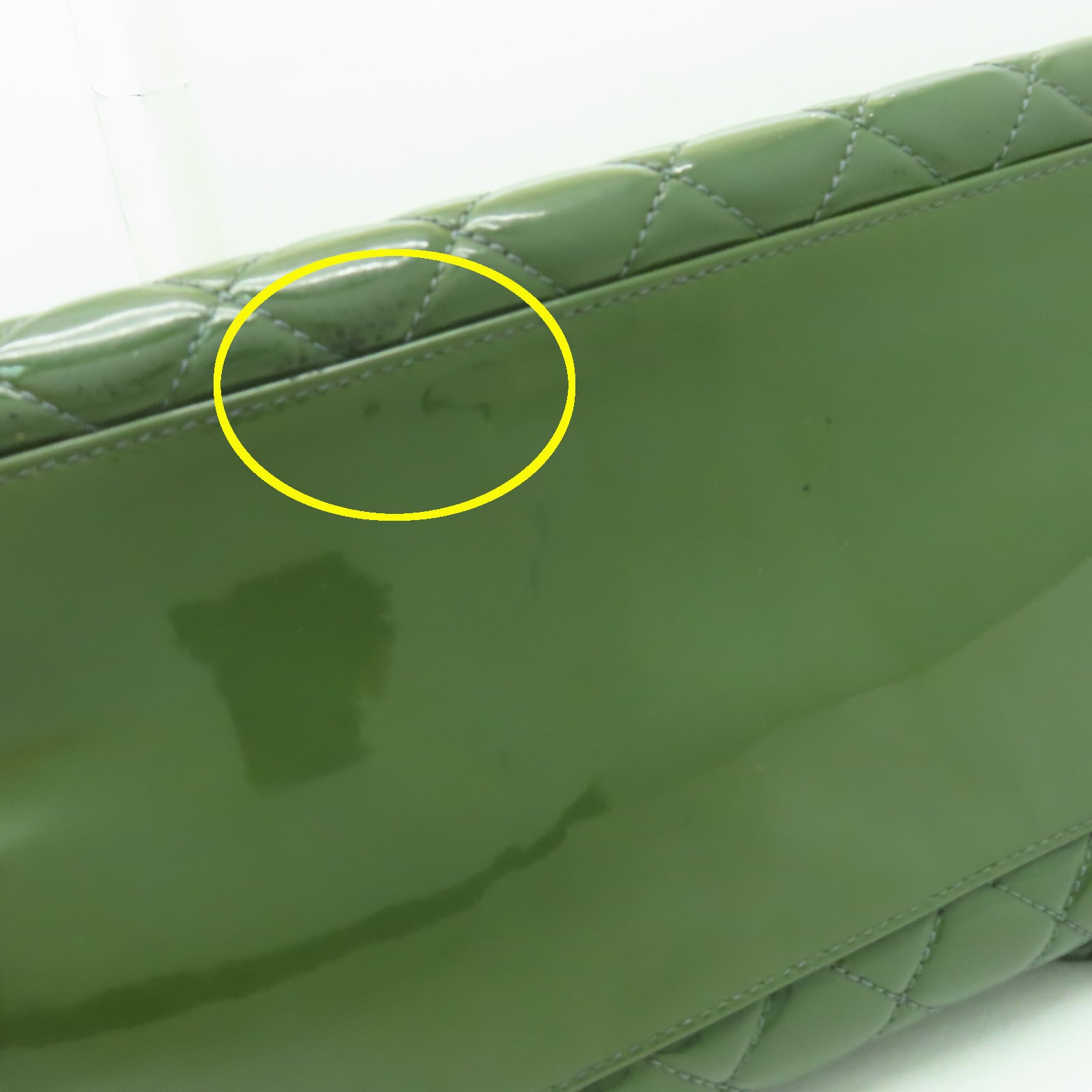CHANEL 菱格漆皮皮革Chain Shoulder銀扣鏈帶肩背袋綠色