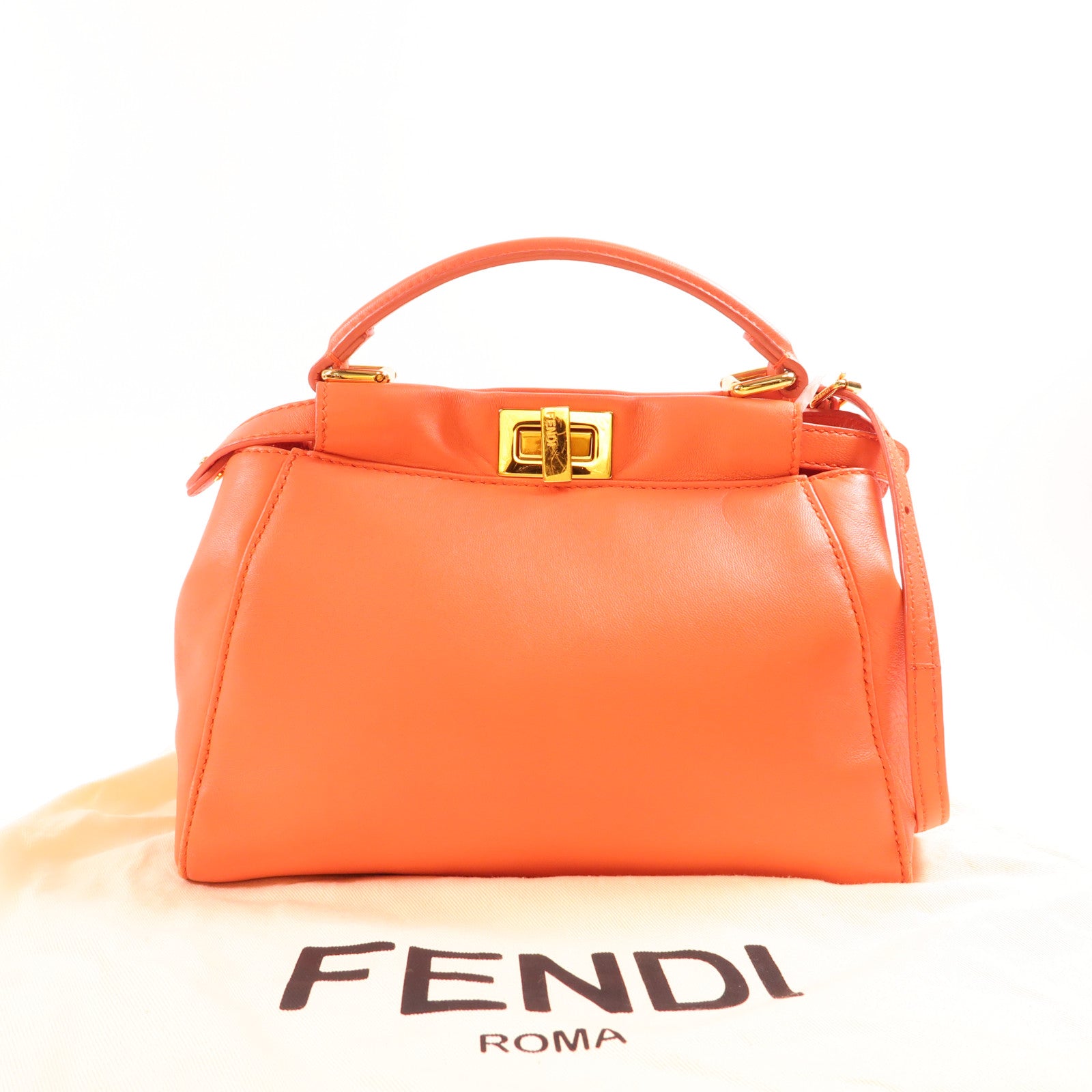 FENDI 羊皮皮革Peekaboo Mini金扣手挽肩背兩用袋