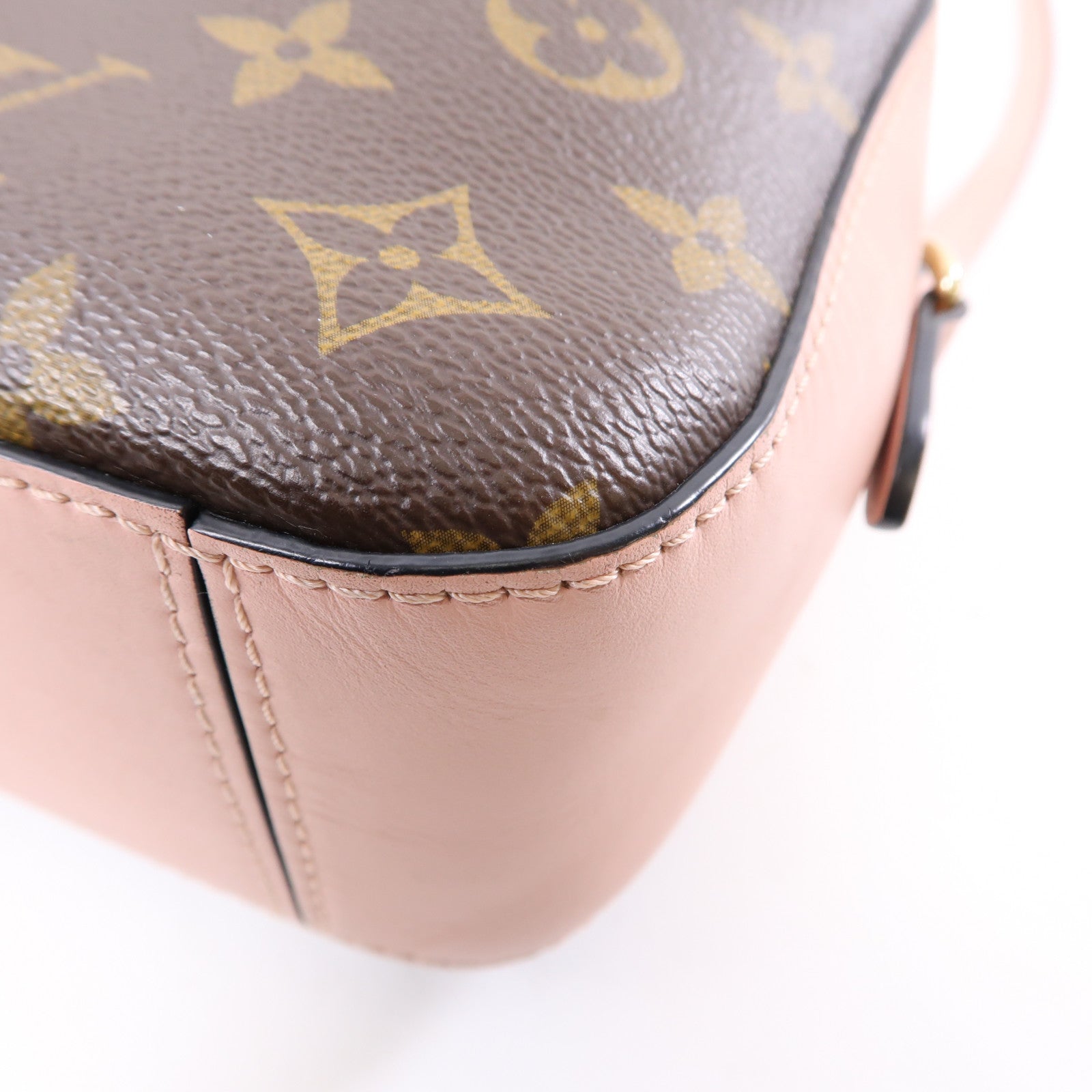 LOUIS VUITTON Monogram Saintonge金扣手挽肩背兩用袋啡色/粉紅色