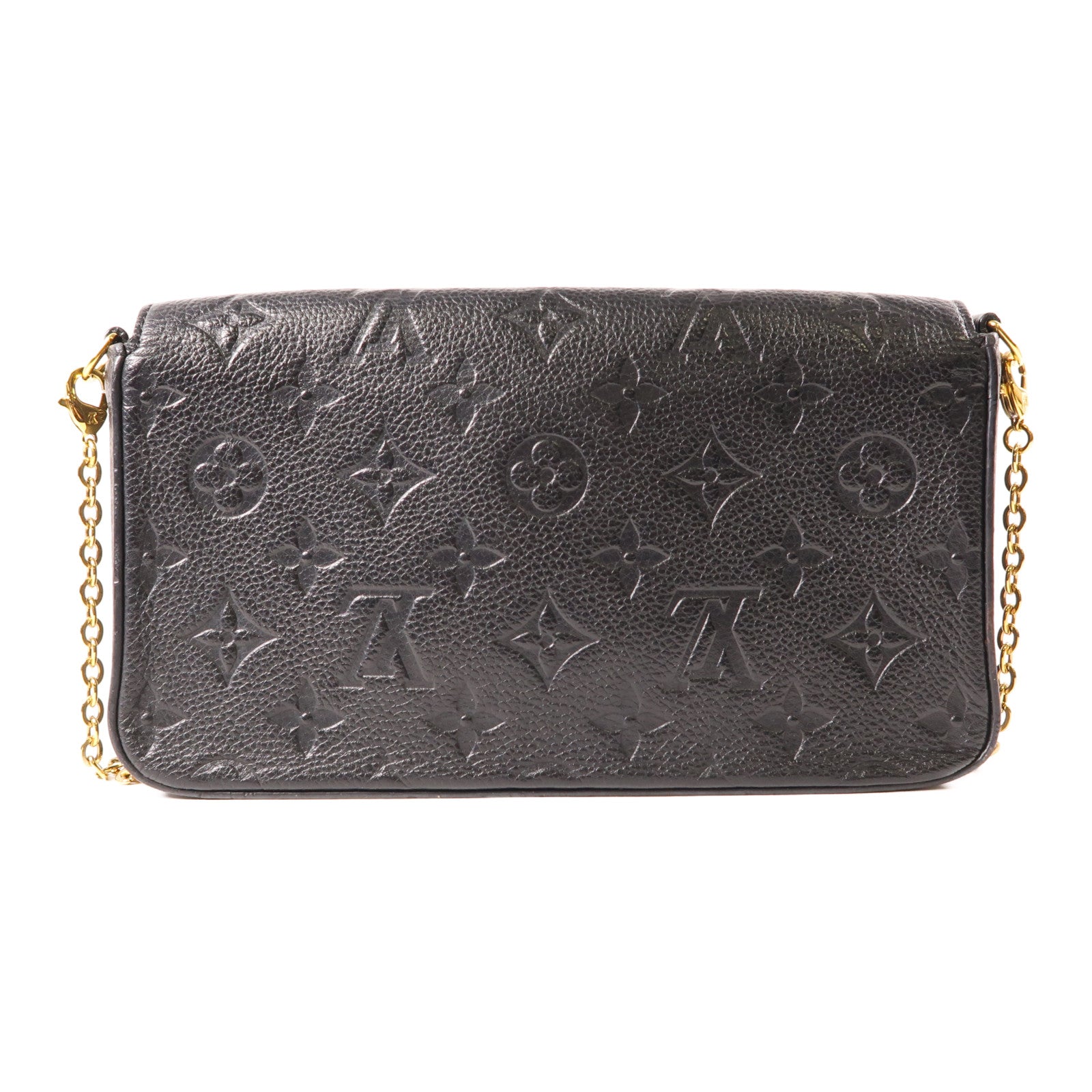LOUIS VUITTON Monogram Empreinte Felicie Pochette 金扣鏈帶肩背袋黑色