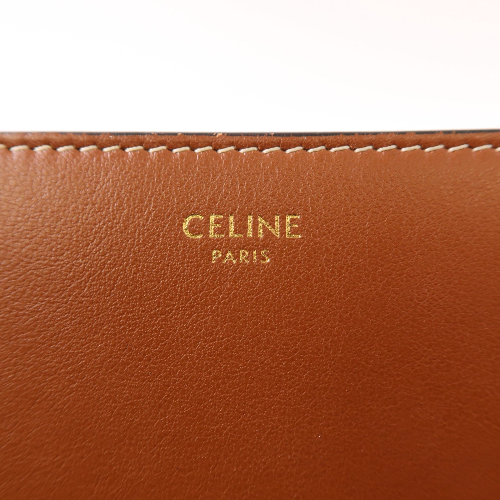 CELINE 牛皮皮革Medium Tabou金扣肩背袋啡色