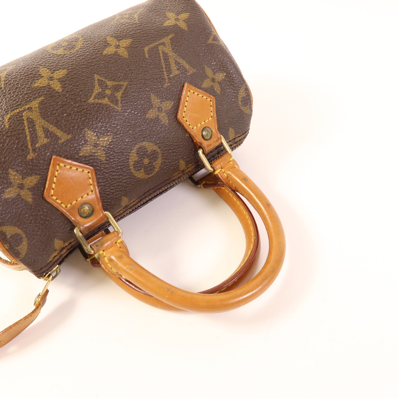LOUIS VUITTON Monogram Speedy Mini金扣手挽袋棕色