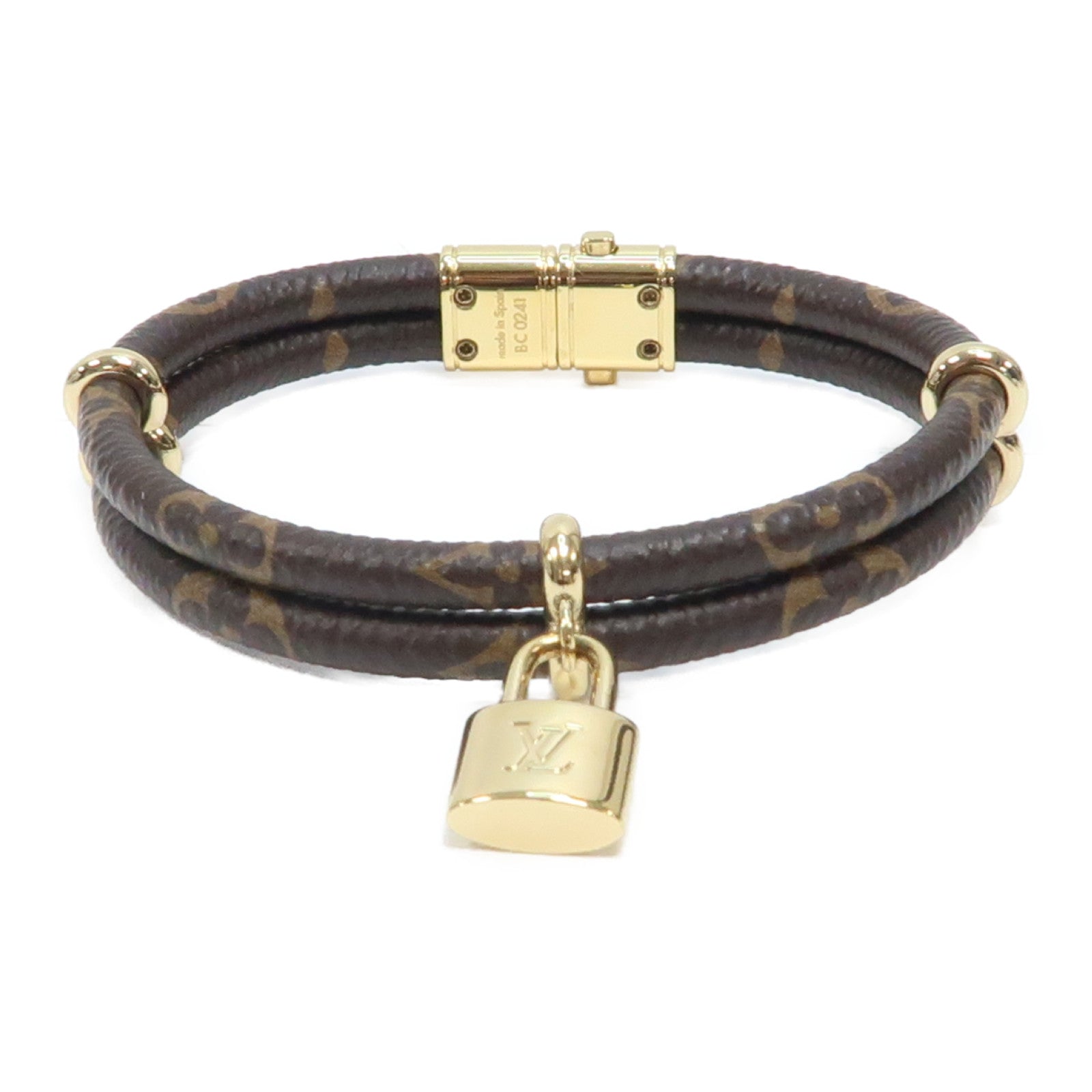 LOUIS VUITTON Monogram Keep It Twice Bracelet金扣手鐲啡色