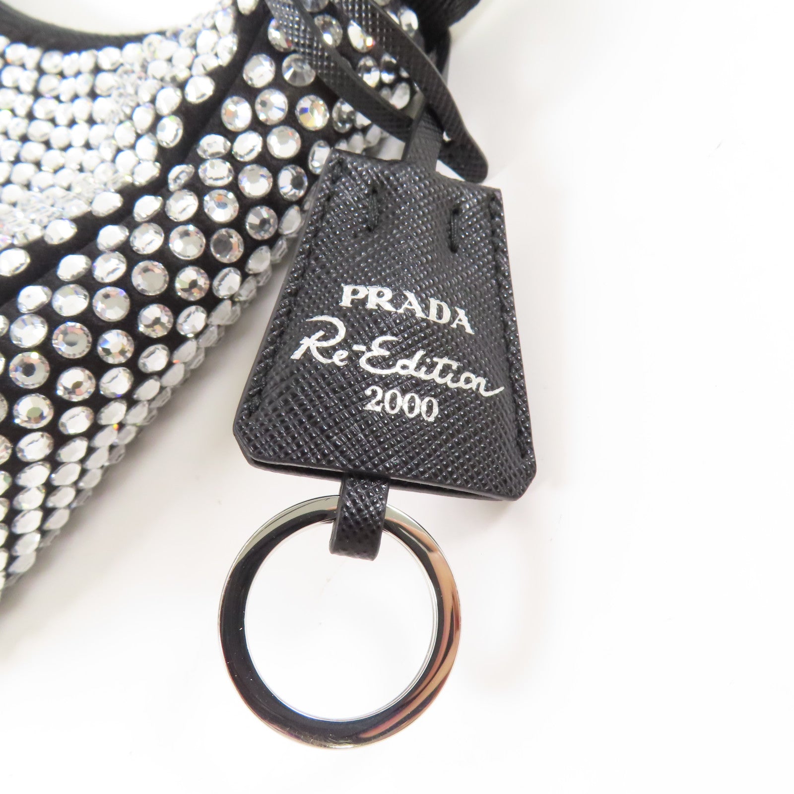 PRADA 尼龍/水晶Crystal Re-Edition 2000 Mini Bag銀扣肩背袋