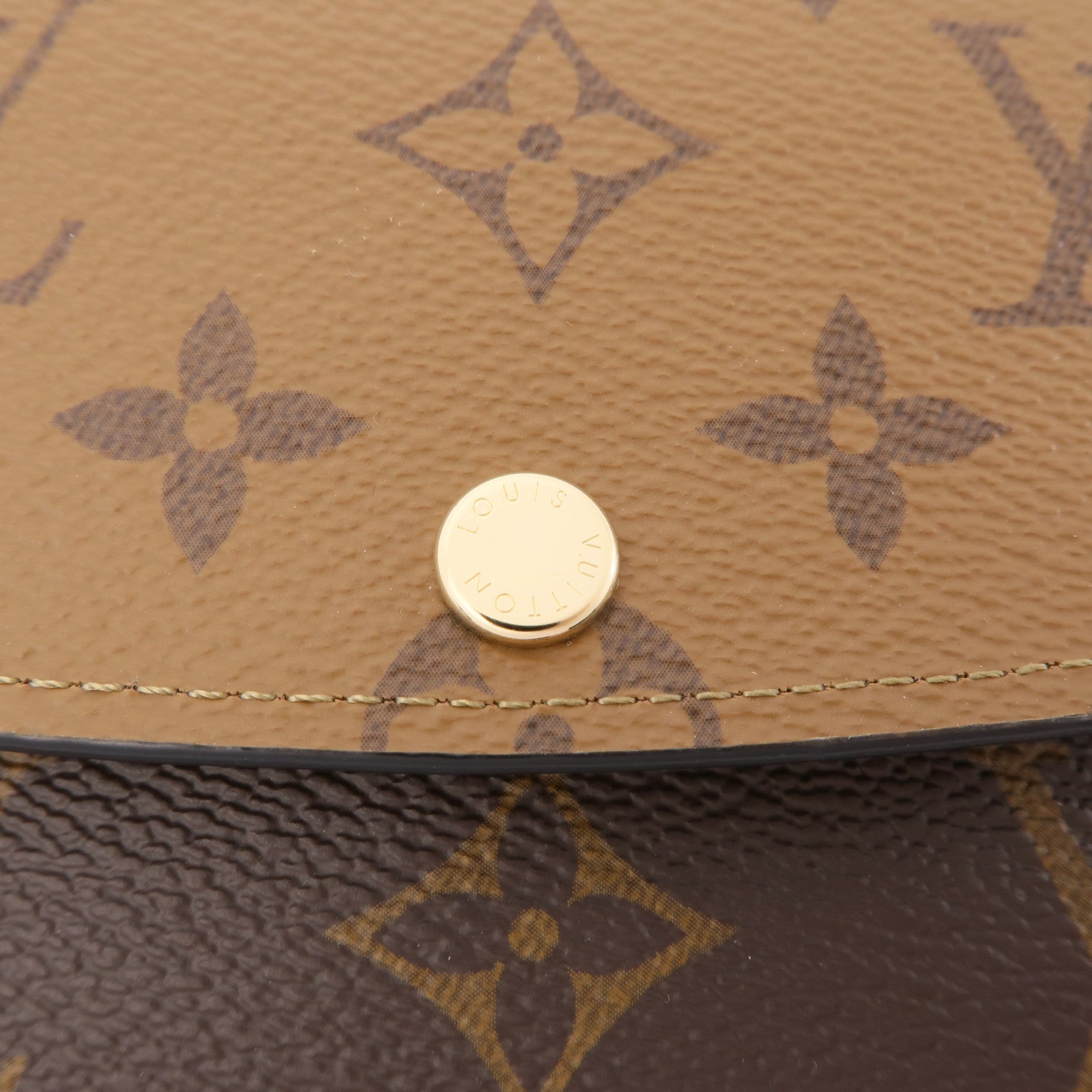 LOUIS VUITTON Monogram Reverse Emilie金扣長錢包棕色