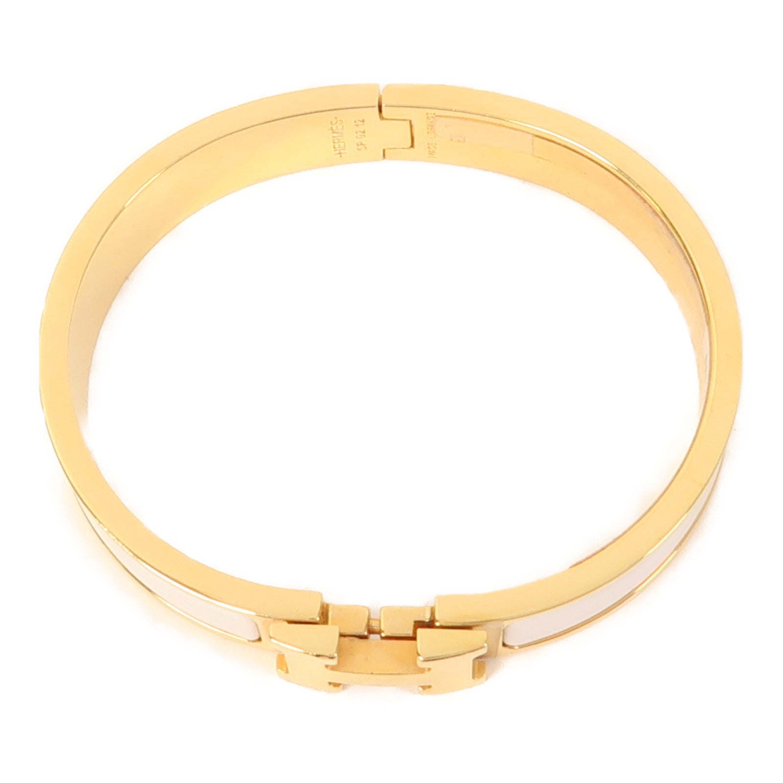 HERMES 金屬Clic H Bracelet手鐲金色/白色