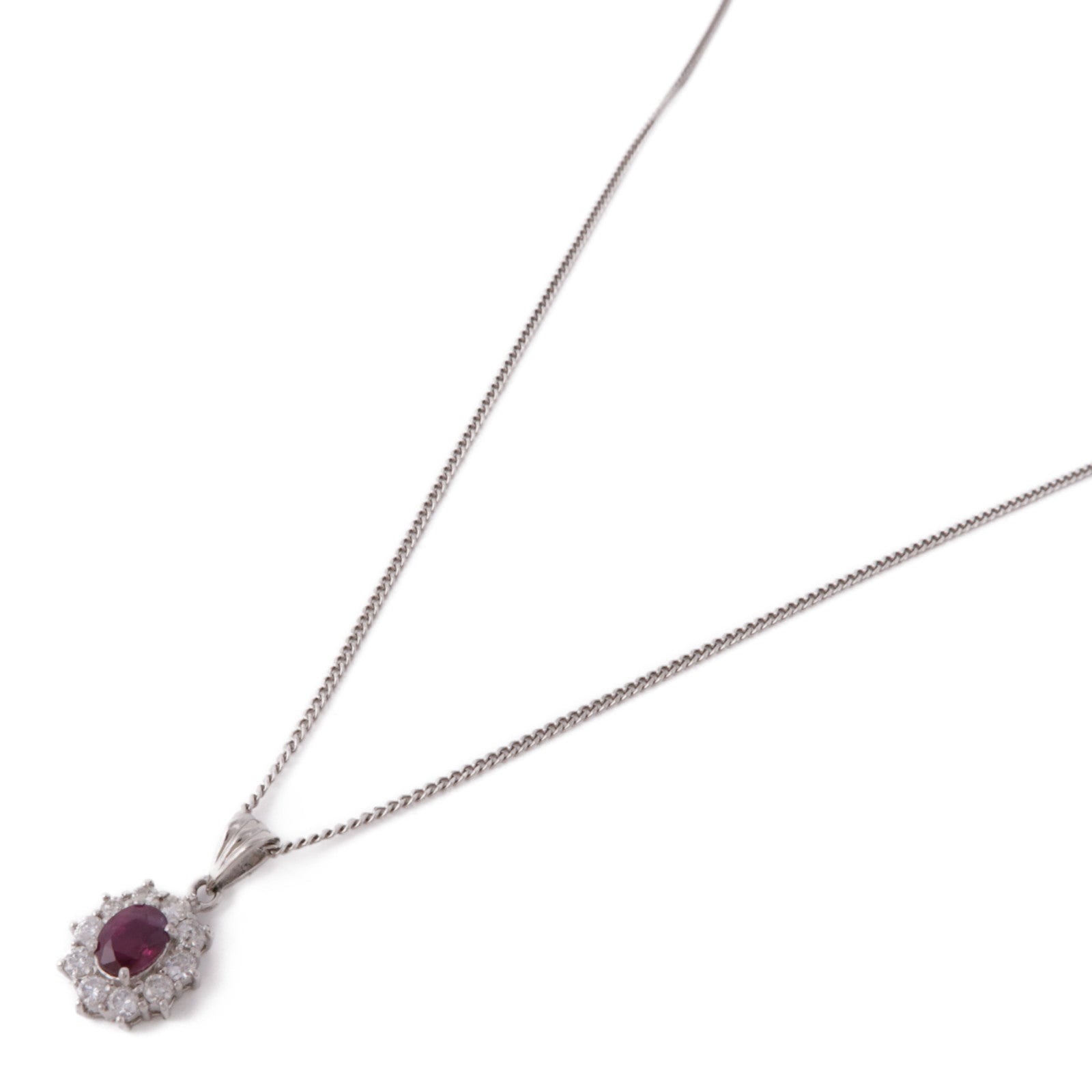 JEWELRY 【激減優惠】PT/PT850鉑金Ruby/Diamond Necklace紅寶石/鑽石項鍊
