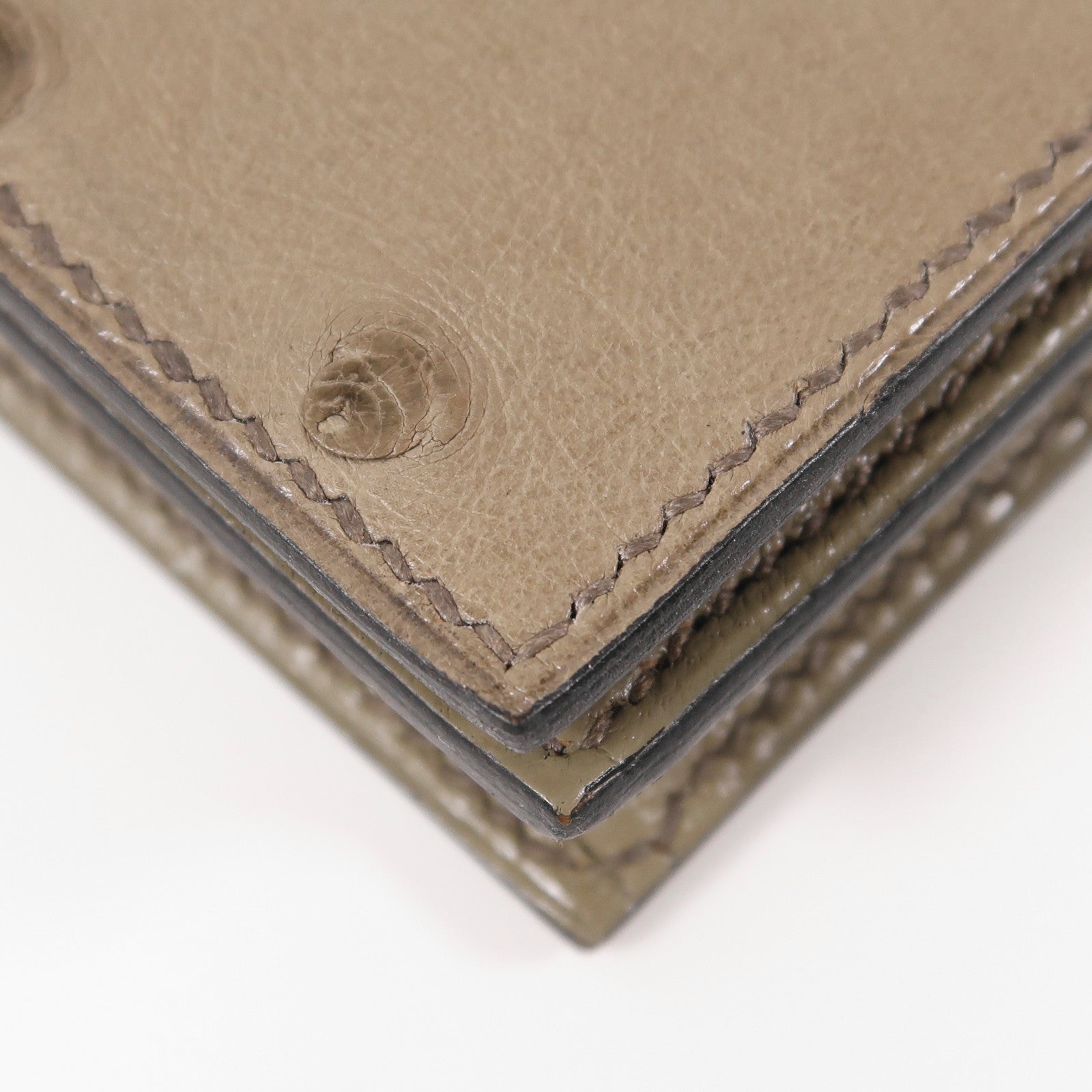 HERMES 鴕鳥皮革Bearn Long Wallet銀扣長錢包