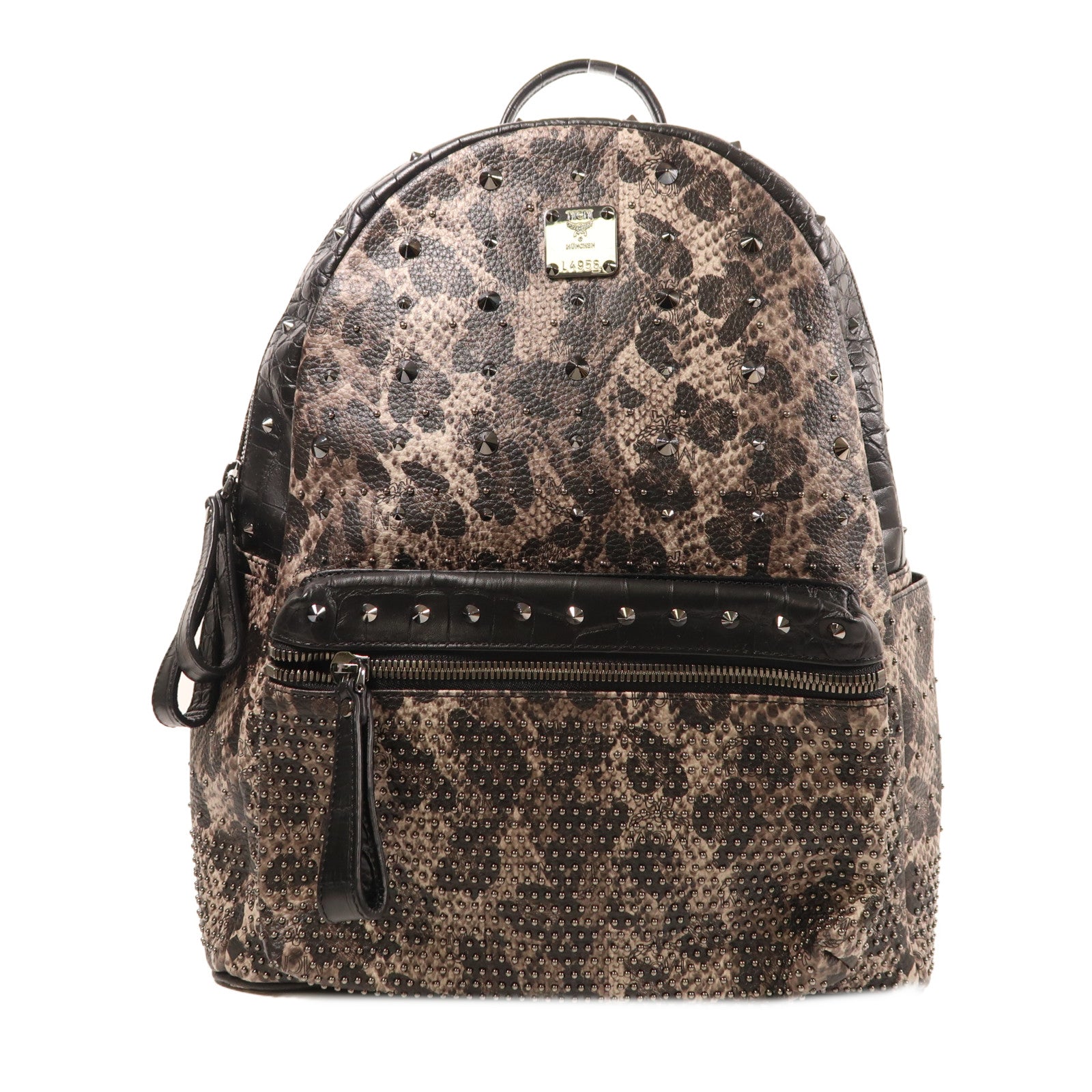 MCM 塗層帆布Backpack銀扣背包