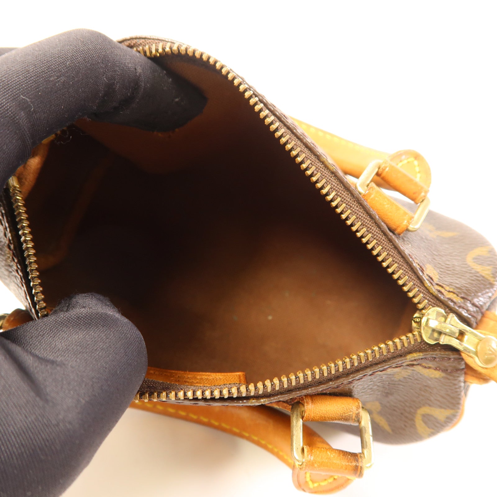 LOUIS VUITTON Monogram Speedy Mini金扣手挽袋棕色